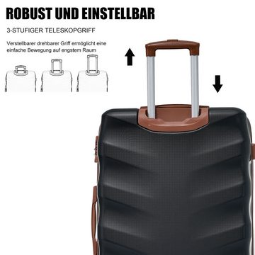 MODFU Trolleyset Hartschale Trolley Kofferset Handgepäck Set Reisekoffer, 4 Rollen, (3 tlg), Reisekoffer, Handgepäck 4 Rollen, ABS-Material, TSA Zollschloss