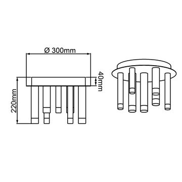 Brilliant Deckenleuchte Cembalo, 3000K, Lampe Cembalo LED Deckenleuchte 9flg alu/schwarz/braun 9x 4W LED int