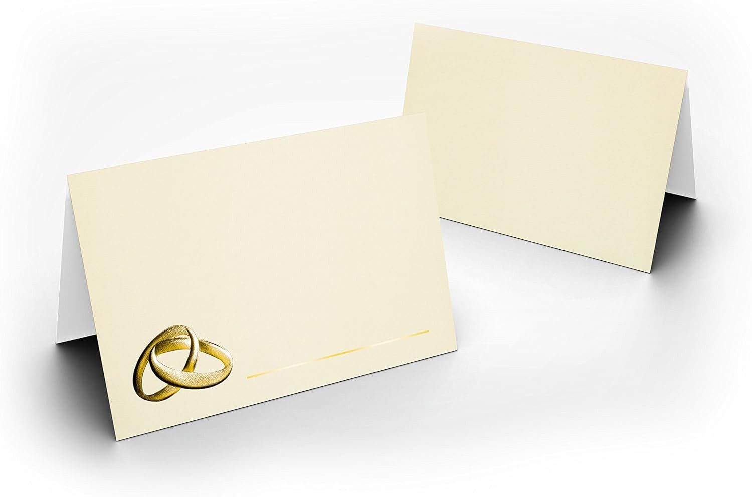 Briefumschläge24Plus Papierdekoration Papierdekoration Platzkarte Zart Creme mit Gold Ringe 50 Stück, Zart Creme mit Gold Ringe UV-Lack glänzend