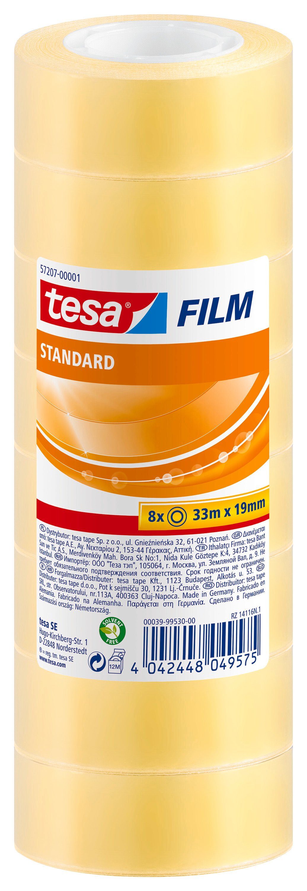 tesa Klebeband (Set, 8-St., 8 Rollen tesafilm® Standard, 33 m x 19 mm) transparent - je 33 m : 19 mm