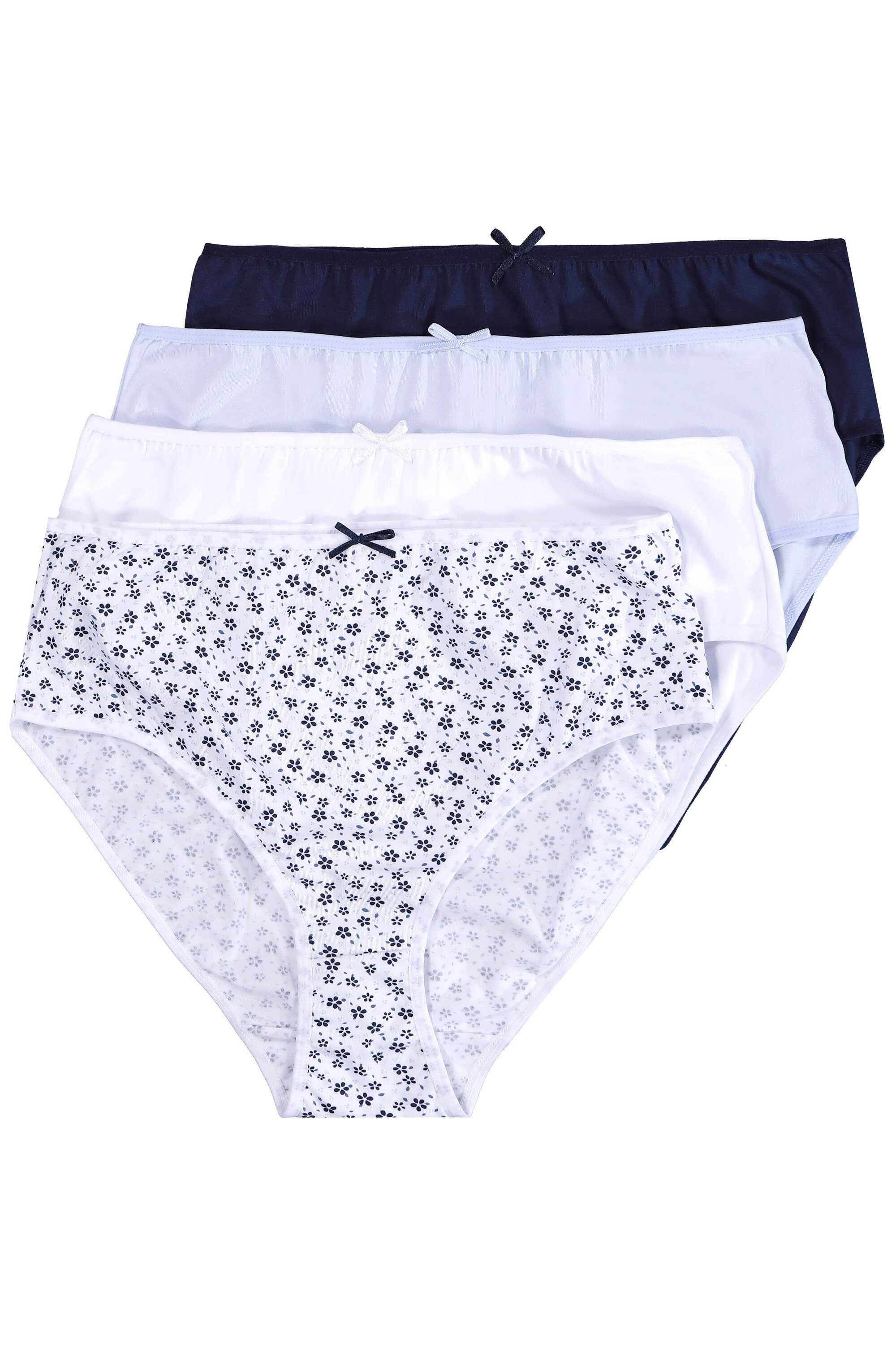 Ulla Popken Damen 5er Pack Midi-Slips: Bequeme Baumwoll-Unterwäsche Mit Blumenprint, Formstabil