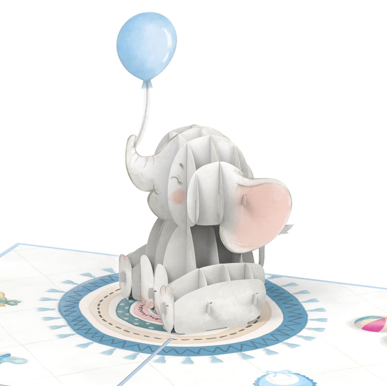papercrush Geburt (Junge) Geburtskarte Baby-Elefant (Blau), Pop-Up Karte zur Geburt von Jungen, Handgemacht