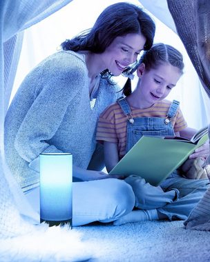 Tomons Nachttischlampe aus Holz, Dimmbar RGB Tischlampe, mit Fernbedienung, LED wechselbar
