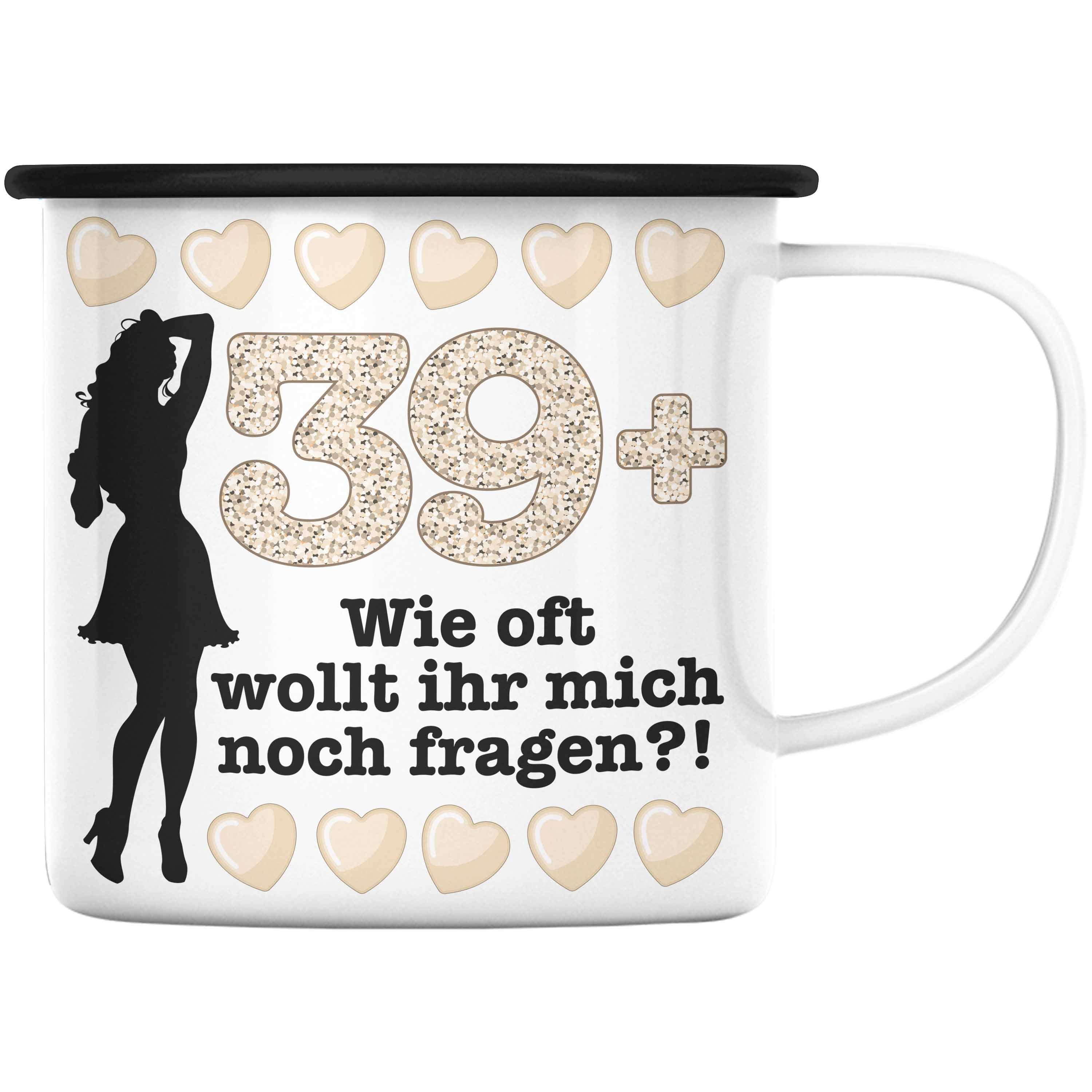 Schwarz Perfektion Geburtstag 40. Geburtstag Emaille Mama Tasse Geschenkidee Geschenk Trendation Mutter Trendation 40er Spruch - Frauen Thermotasse