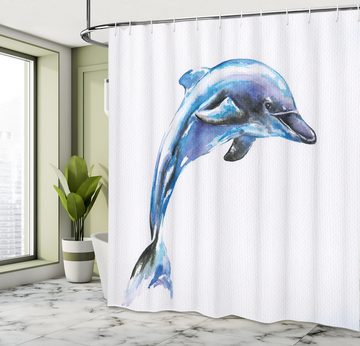 Abakuhaus Duschvorhang Moderner Digitaldruck mit 12 Haken auf Stoff Wasser Resistent Breite 175 cm, Höhe 180 cm, Delphin Ökologische Themen Design