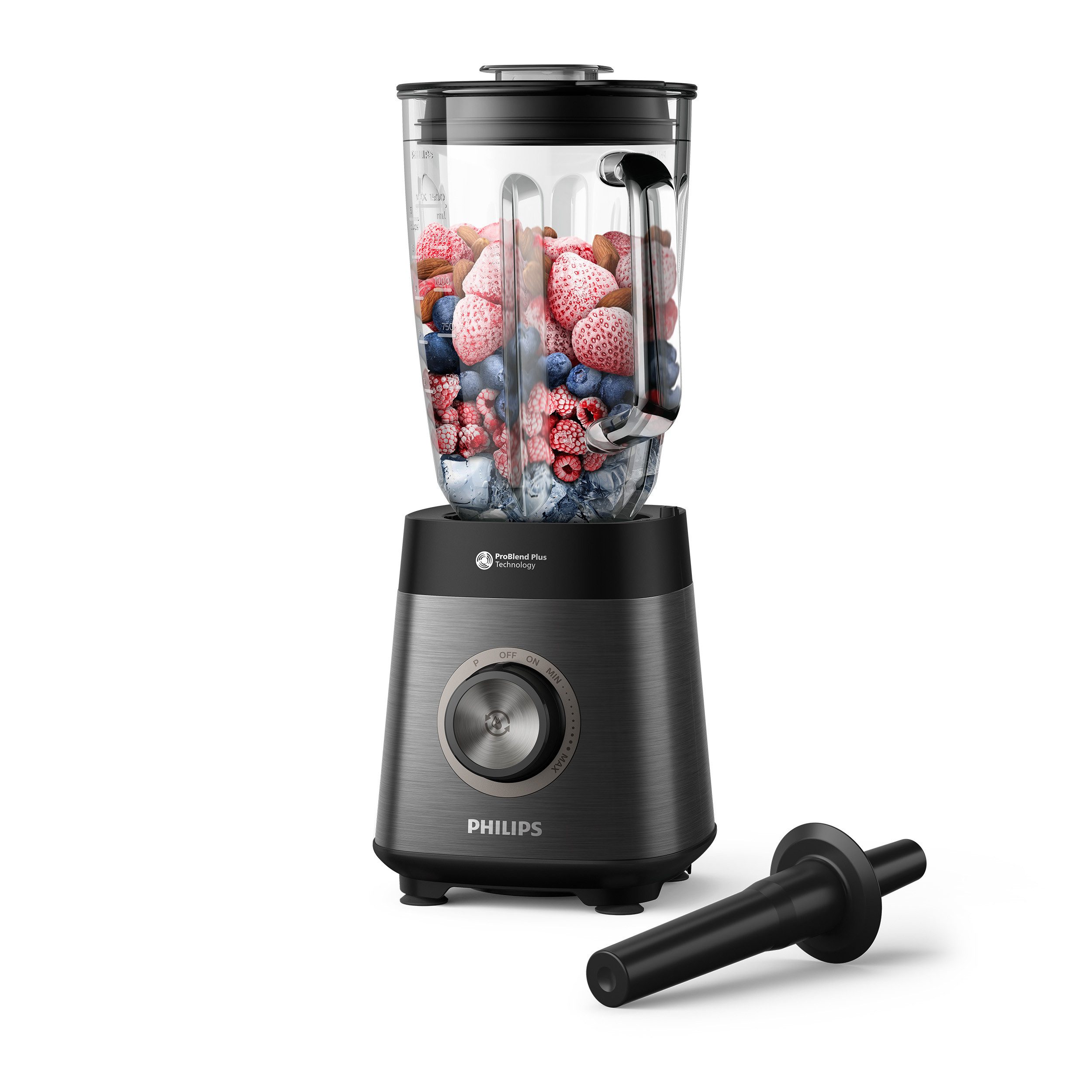 Philips Standmixer HR3040/00 5000 Series, mit ProBlend Plus-Technologie, 1200 W, 2-Liter-Behälter und automatischer Reinigung; Edelstahl/Grau