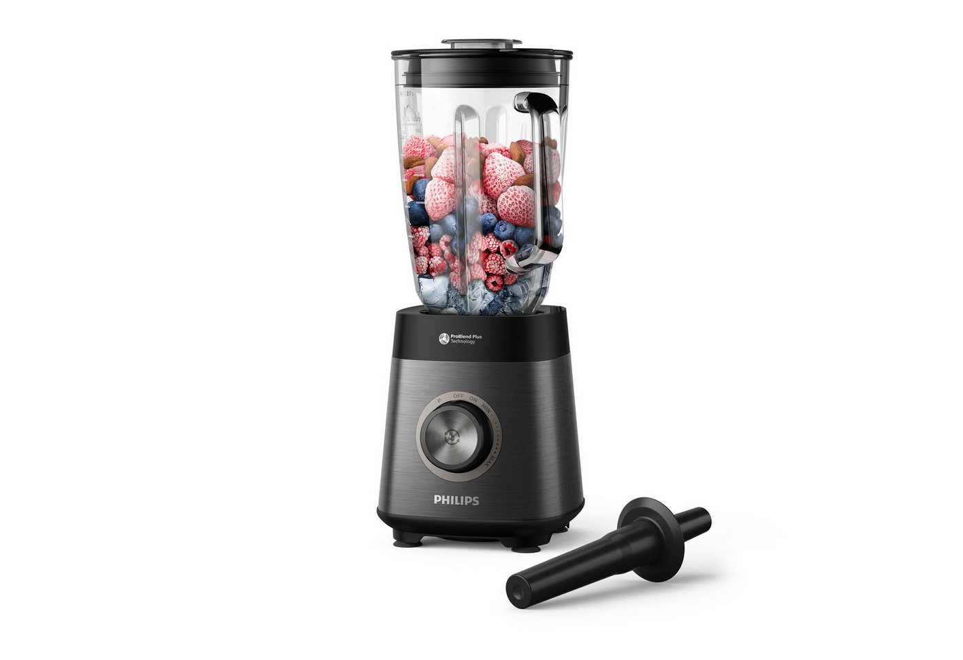 Philips Standmixer HR3040/00 5000 Series, mit ProBlend Plus-Technologie, 1200 W, 2-Liter-Behälter und automatischer Reinigung, Edelstahl/Grau