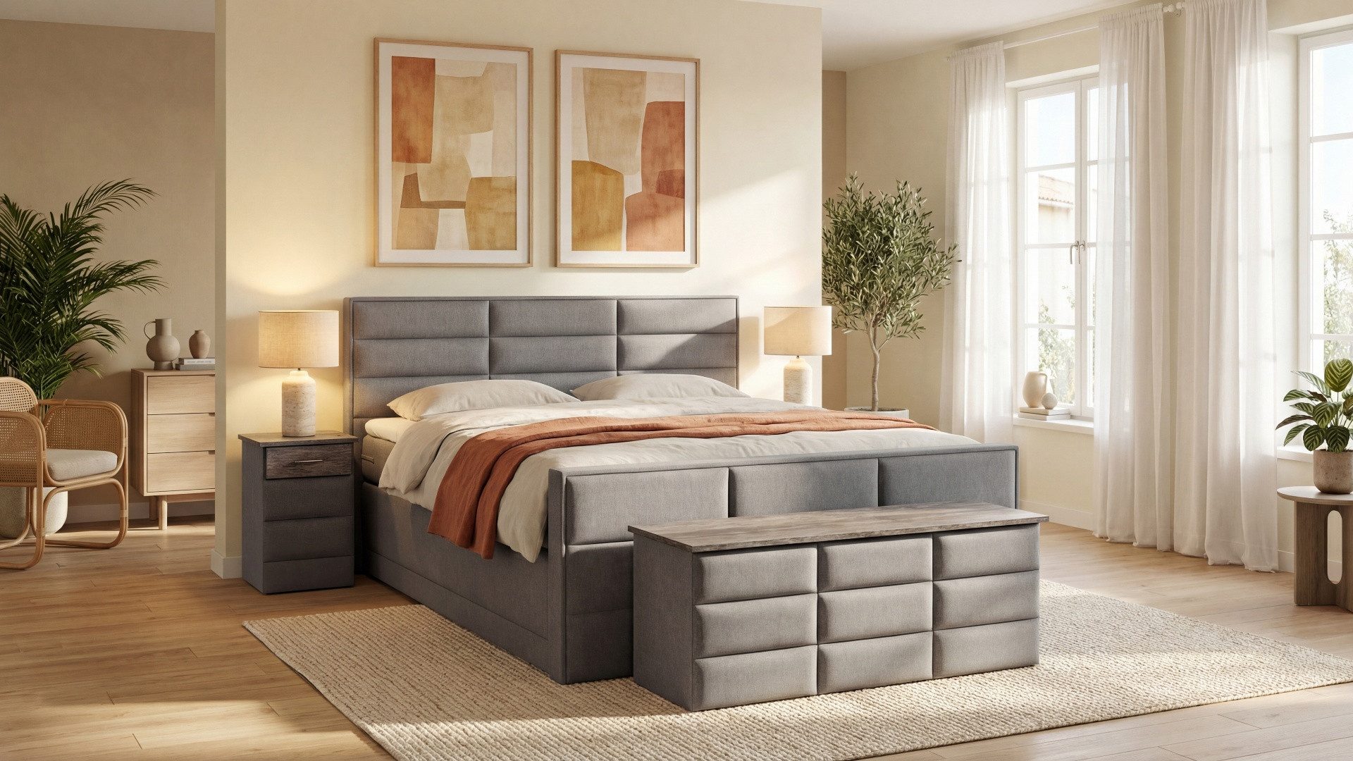 Meisterbetten Boxspringbett Pino (Komplett-Set, 7-Zonen Taschenfederkernmatratzen), Inklusive kostenloser Lieferung und Aufbau