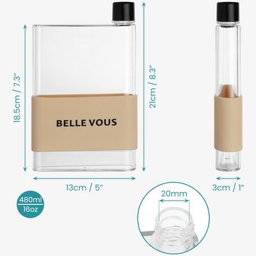 Belle Vous Dekoobjekt BELLE VOUS Tragbare Trinkflasche Flach aus Kunststoff - 480 ml