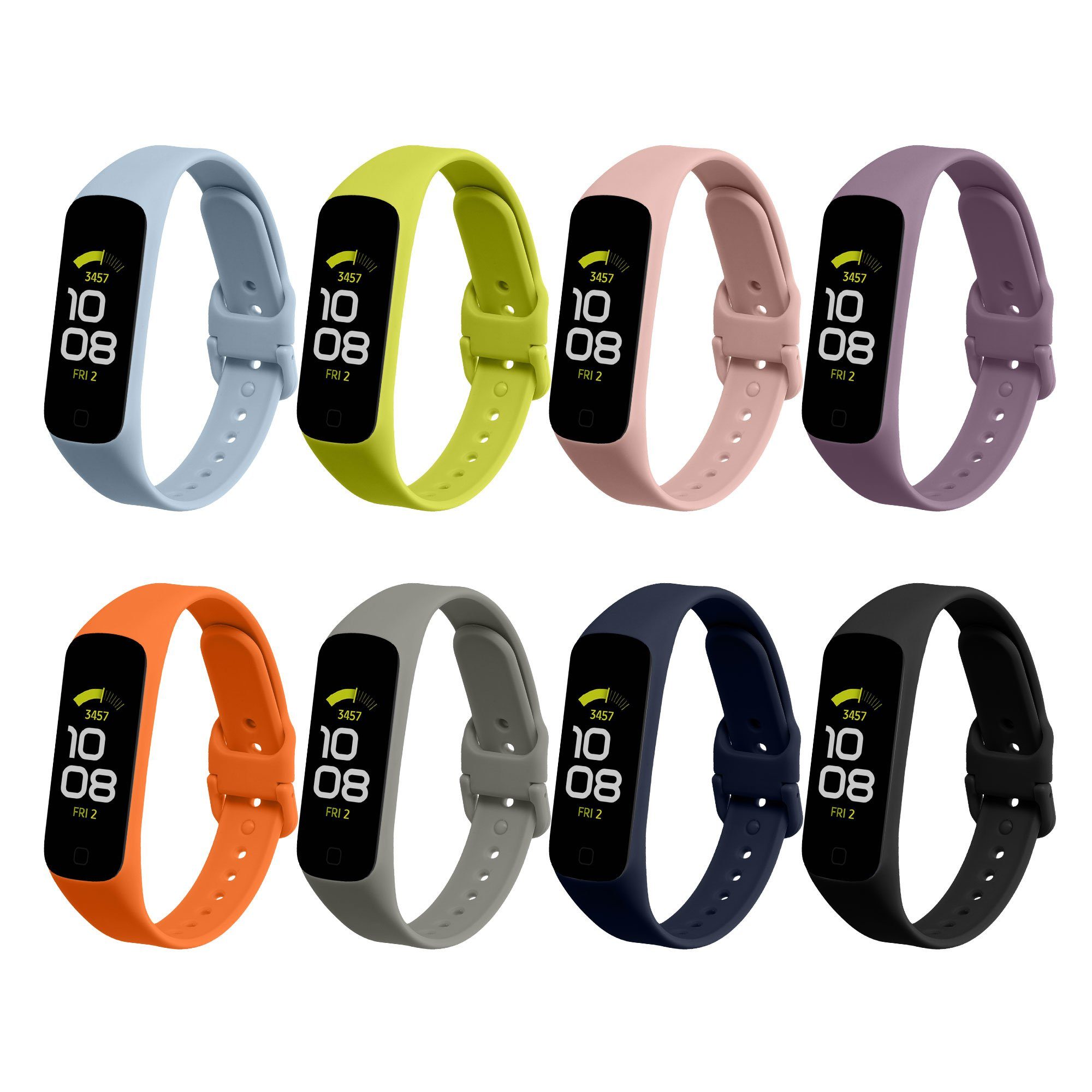 kwmobile 8x Sportarmband für Samsung Galaxy Fit 2 Armband Smartwatch, 8-tlg., Armband TPU Silikon Großes Set Fitnesstracker - verschiedene Farben