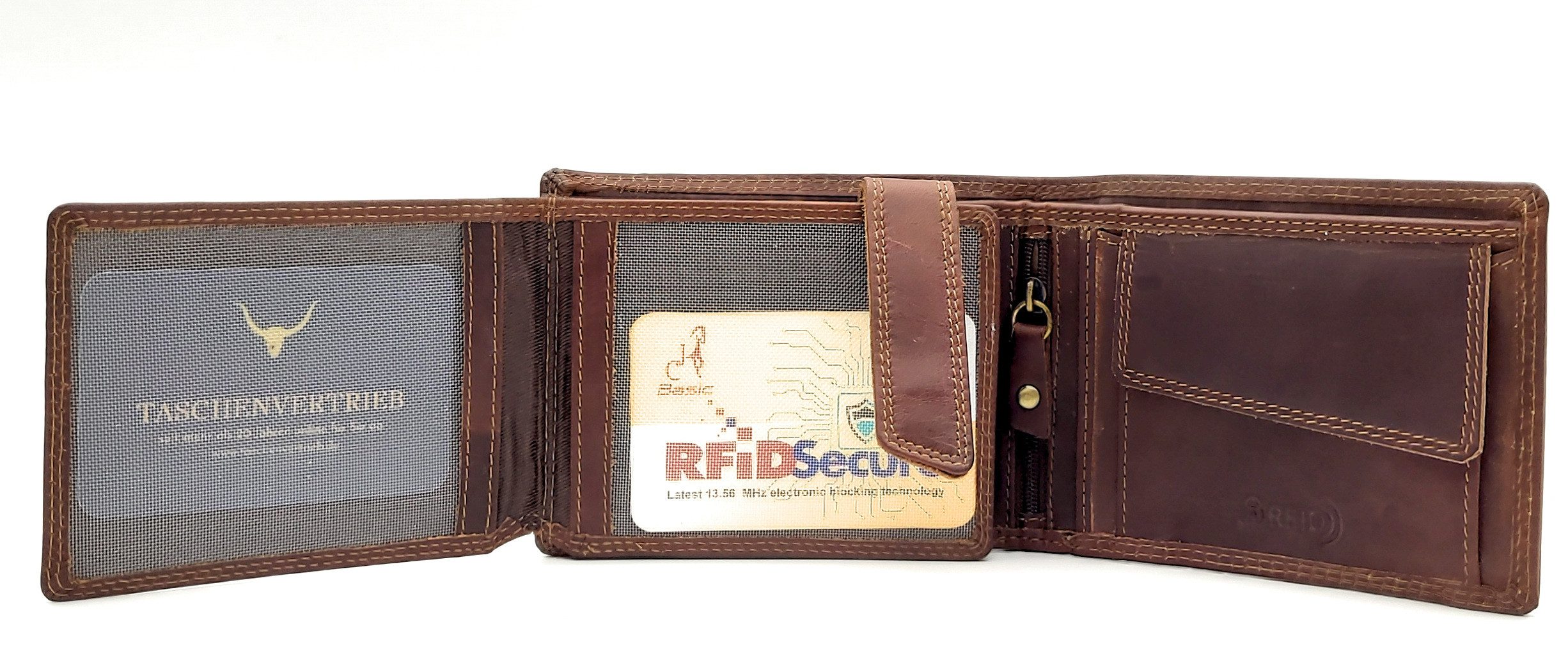 JOCKEY CLUB Geldbörse vintage, echt Büffel Voll-Leder Portemonnaie, mit RFID Schutz, angesagter Vintagelook, mit Innenriegel