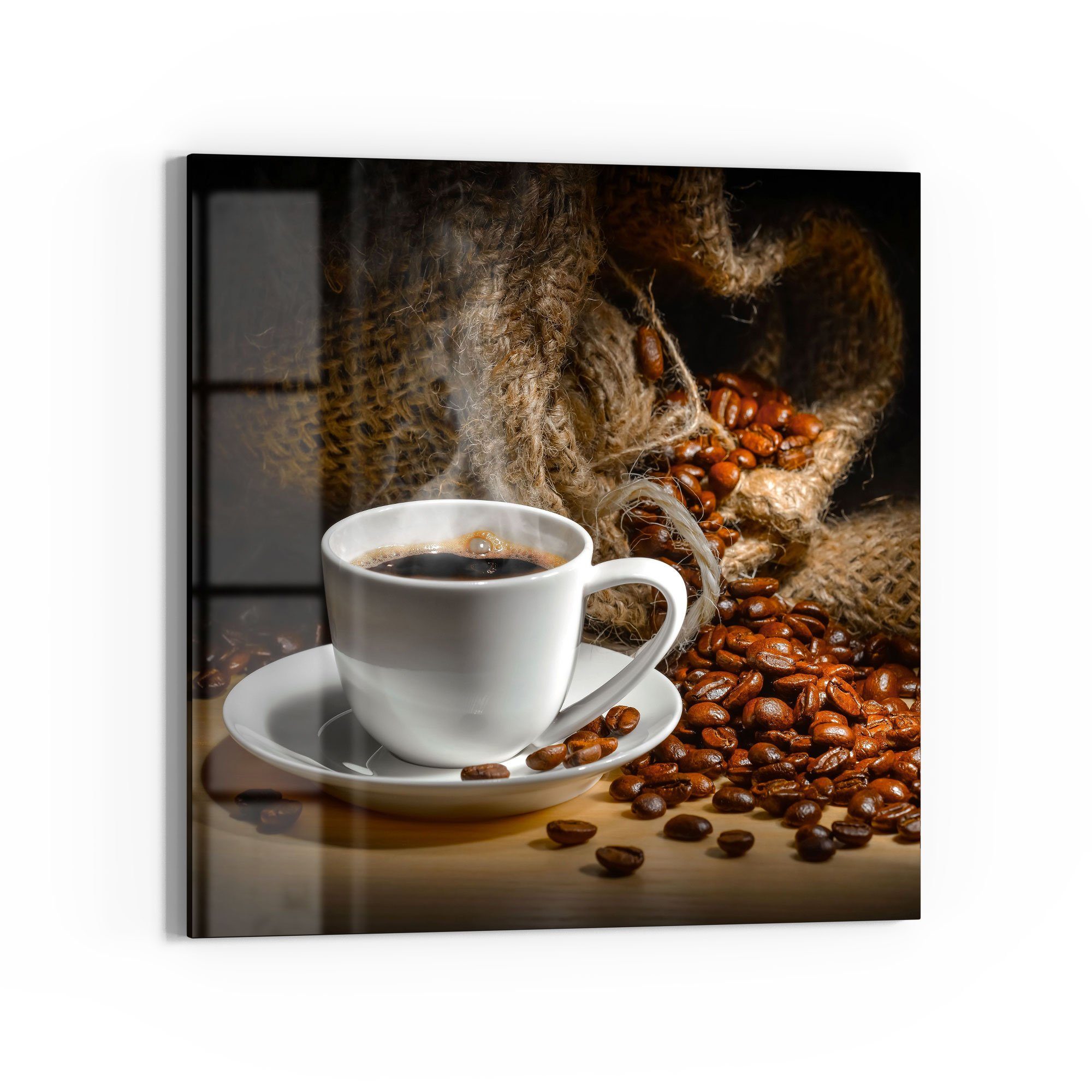 DEQORI Glasbild 'Bildlicher Kaffeegenuss', 'Bildlicher Kaffeegenuss', Glas Wandbild Bild schwebend modern