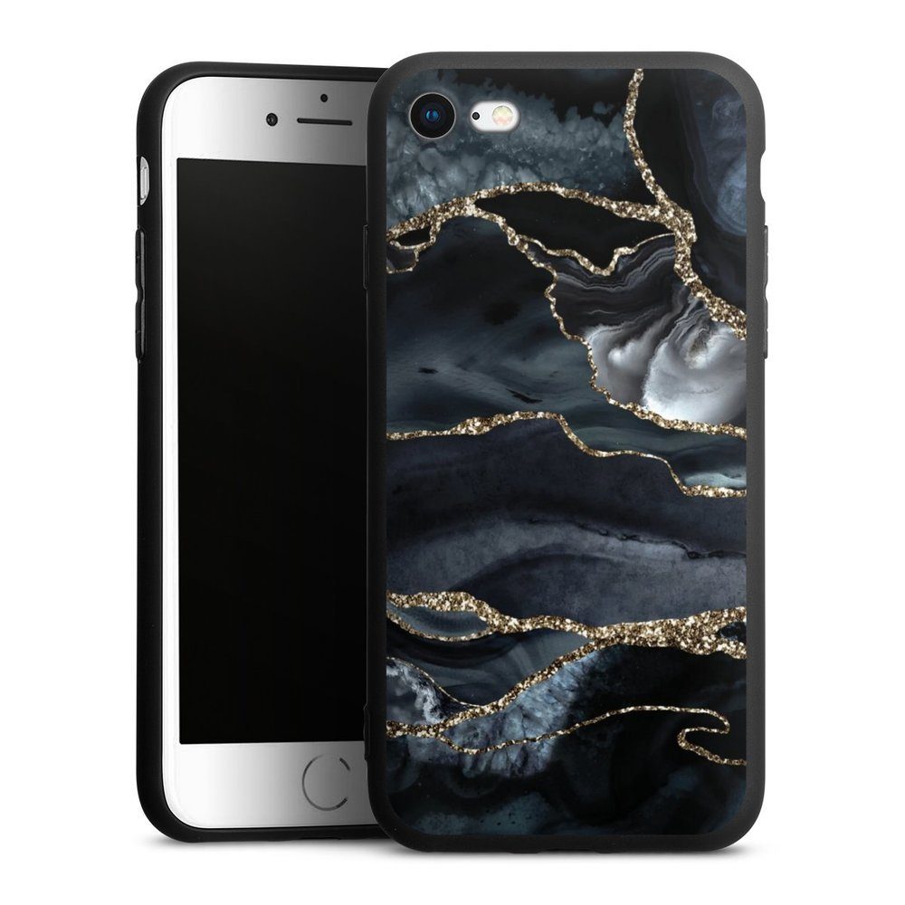 DeinDesign Handyhülle Glitzer Look Marmor Trends Dark marble gold Glitter look, Apple iPhone 8 Silikon Hülle Premium Case Handy Schutzhülle