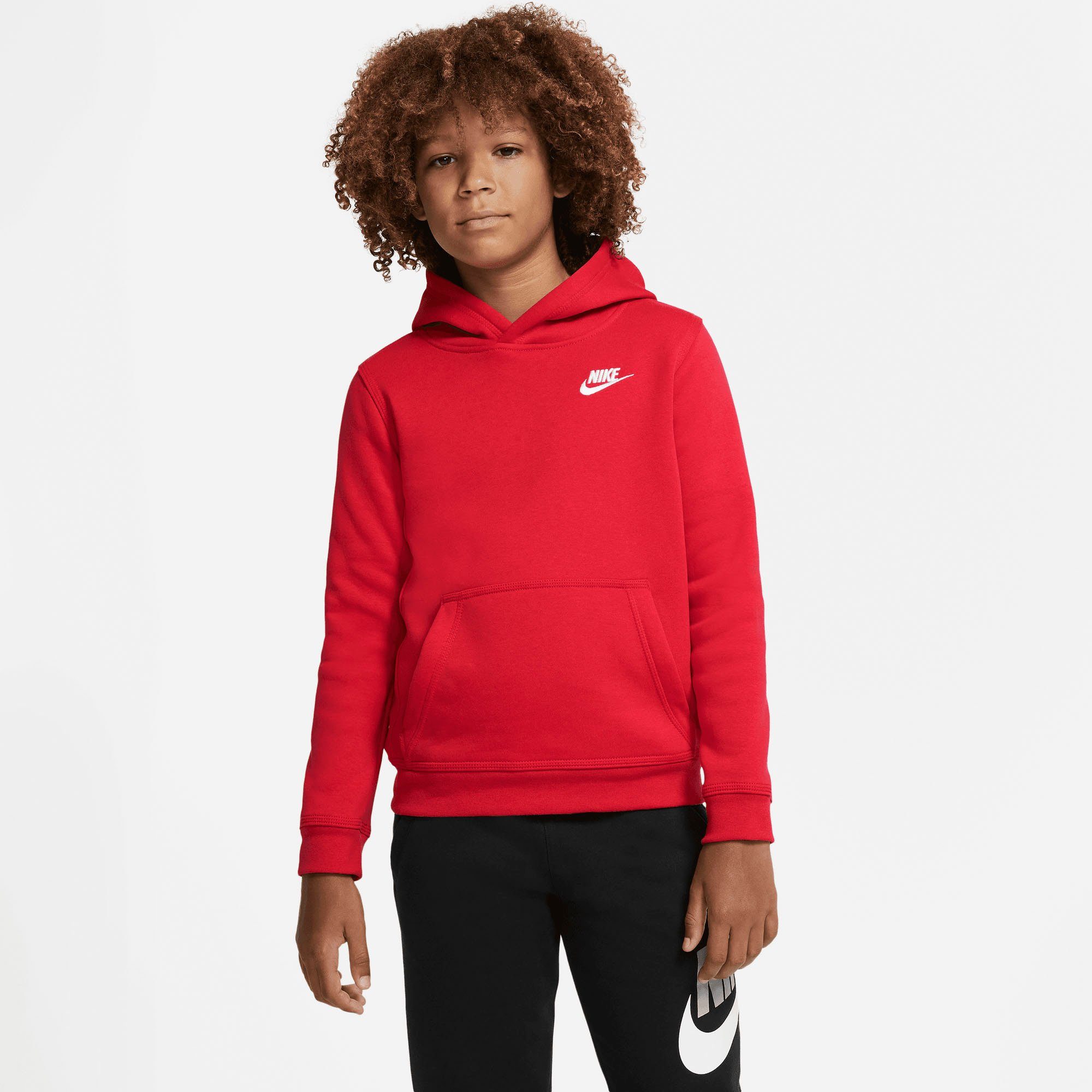 Nike Sportswear Kapuzensweatshirt Club Big Kids' Hoodie Pullover rot