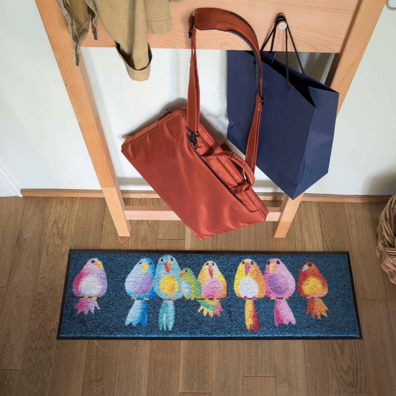 Salonloewe Fußmatte Läufer klein 30x100 Rainbow Birds blau, Läufer klein, H günstig online kaufen