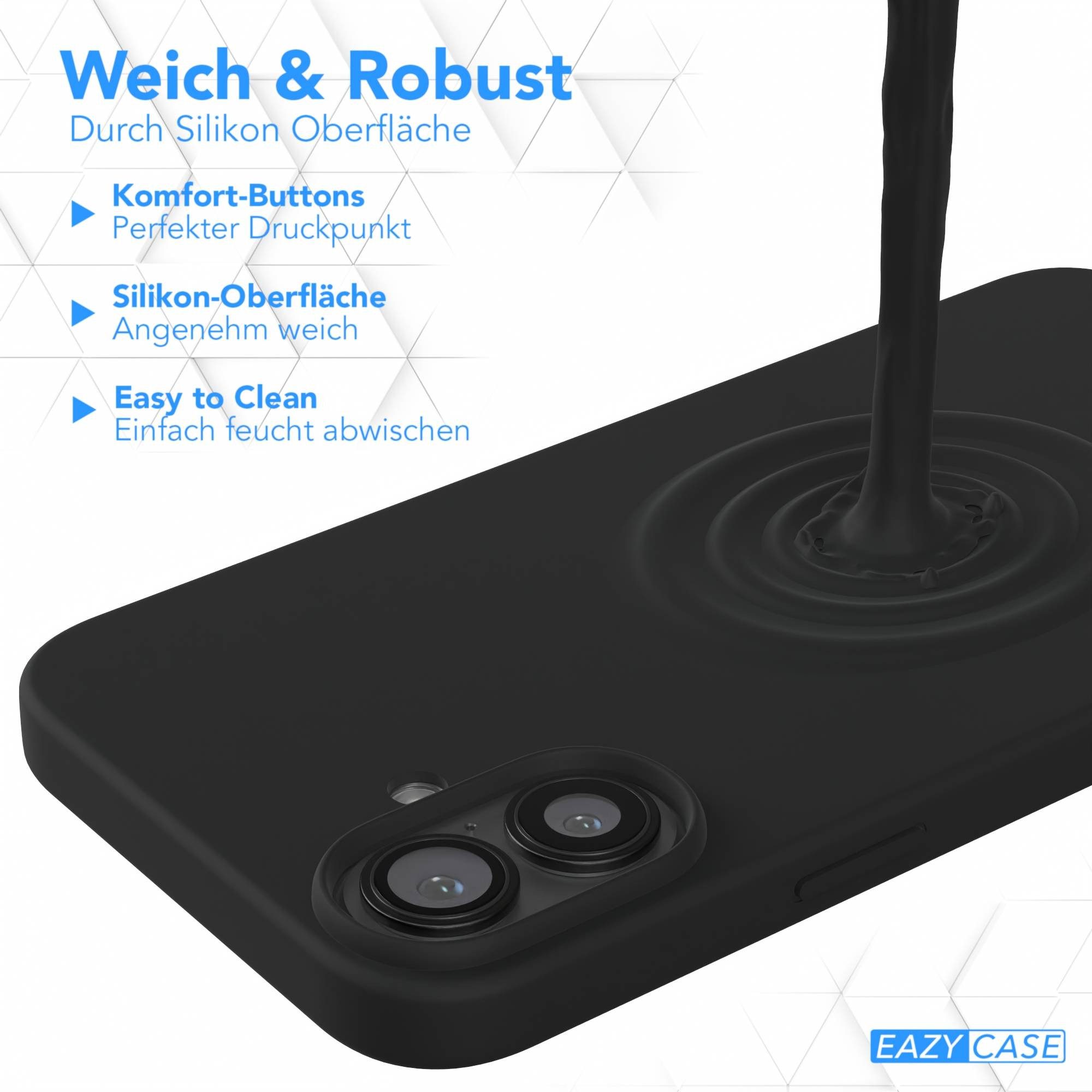 EAZY CASE Handyhülle für Apple iPhone 16 Plus Premium Silikon 6,7 Zoll, Hülle mit Kameraschutz Bumper Silikonhülle stoßfest Slimcover Schwarz – Bild 4 von 5