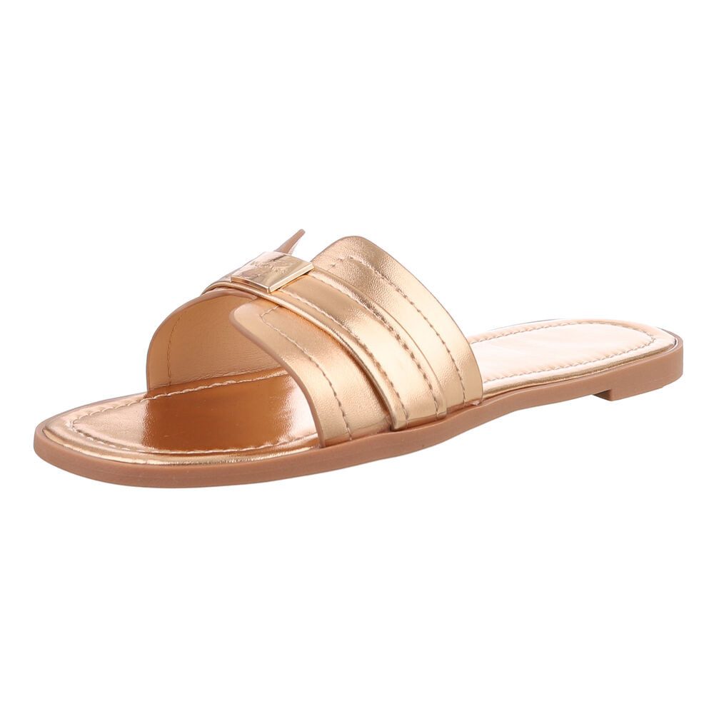 Ital-Design Elegante Sandaletten für entspannte Tage Pantolette (89322967) Blockabsatz Pantoletten in Champagner