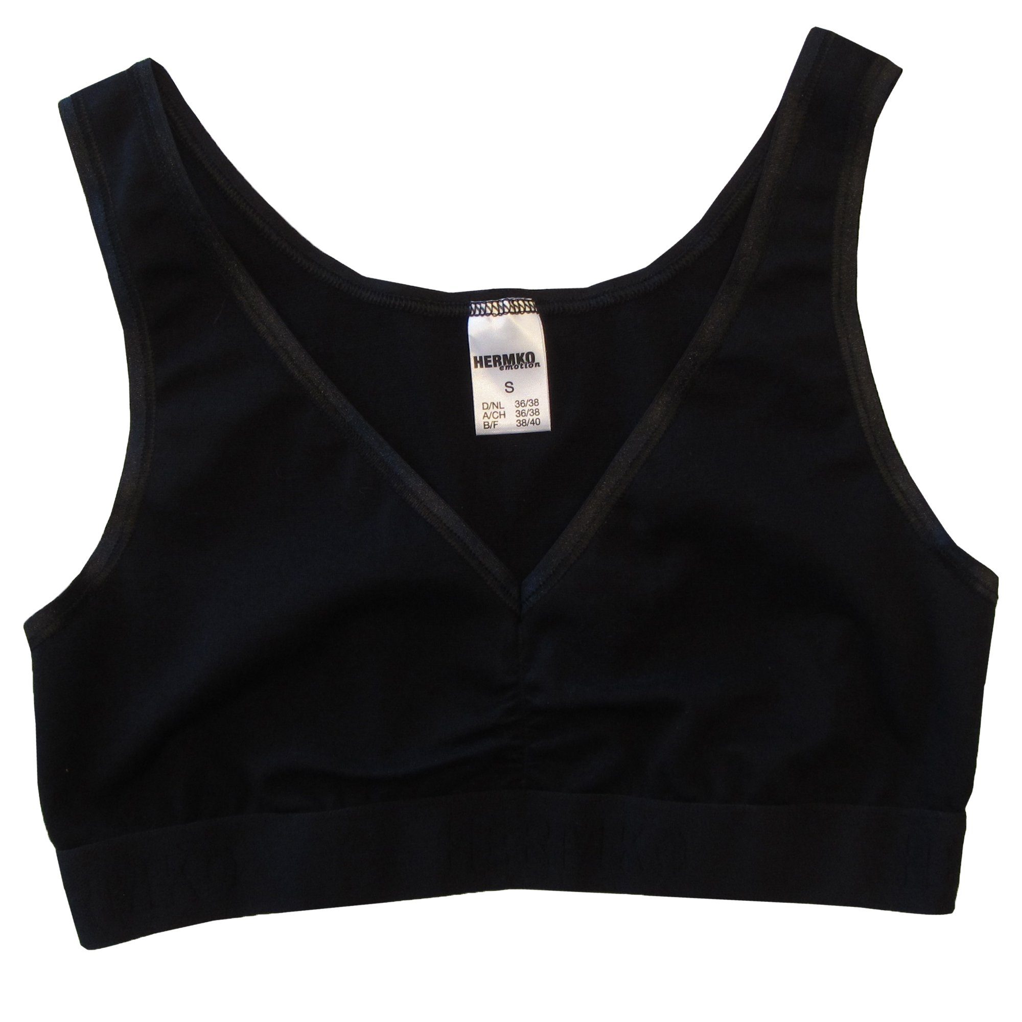 HERMKO Bustier 5420 (2er) Baumwolle/Elastan, breite Träger, Weichbund-Abschluss, V-Ausschnitt
