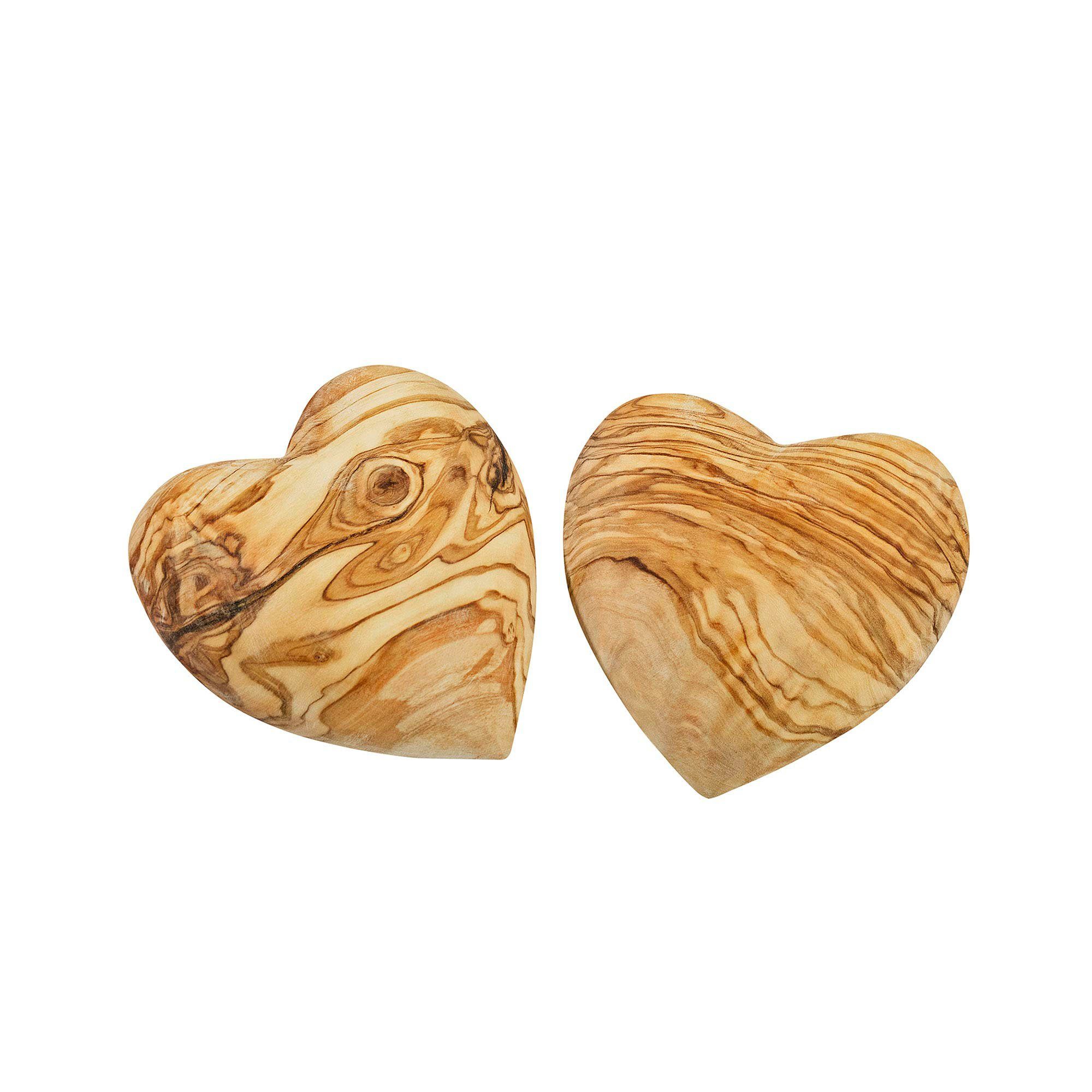 NATUREHOME Dekoobjekt 2er Set Deko-Herz Olivenholz 5 cm (2er Set, 2 St)