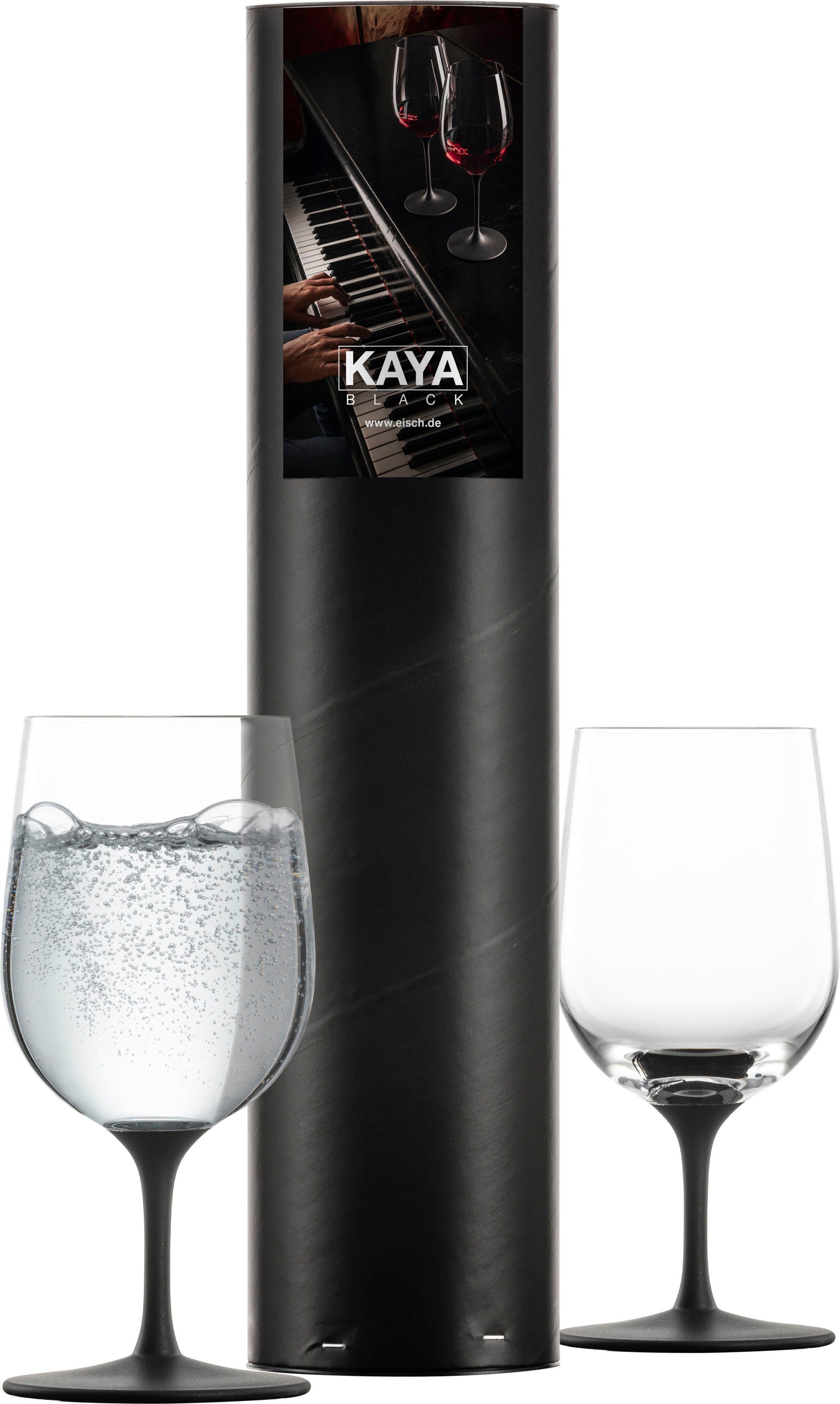 Eisch Gläser-Set KAYA BLACK, Kristallglas, 2-teilig, Made ml Germany 350 Handarbeit, in