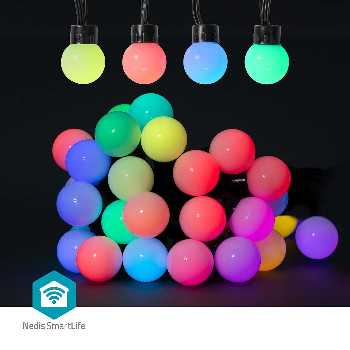 Nedis Discolicht WIFILP02C48, WLAN-Internet, App-gesteuert, Musikmodus für Lichtsynchrone Effekte, RGB, WLAN-Internet, App-gesteuert, Musikmodus für Lichtsynchrone Effekte
