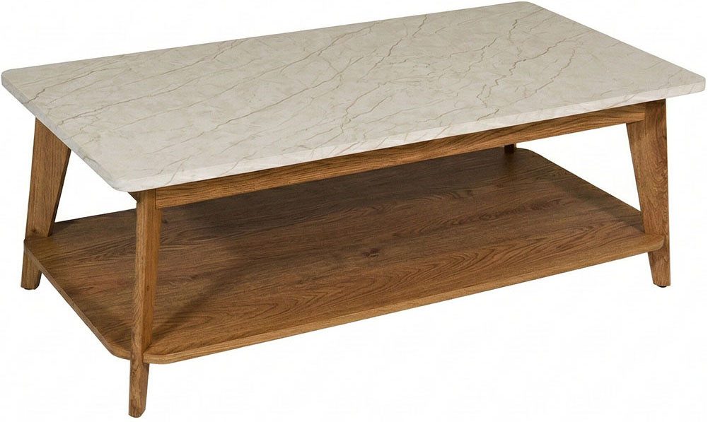 Jahnke Couchtisch SIXTY COFFEE, Couchtisch, 2 Ebenen, Skandi, Eiche-Optik & Marmor-Look, Breite:110 cm
