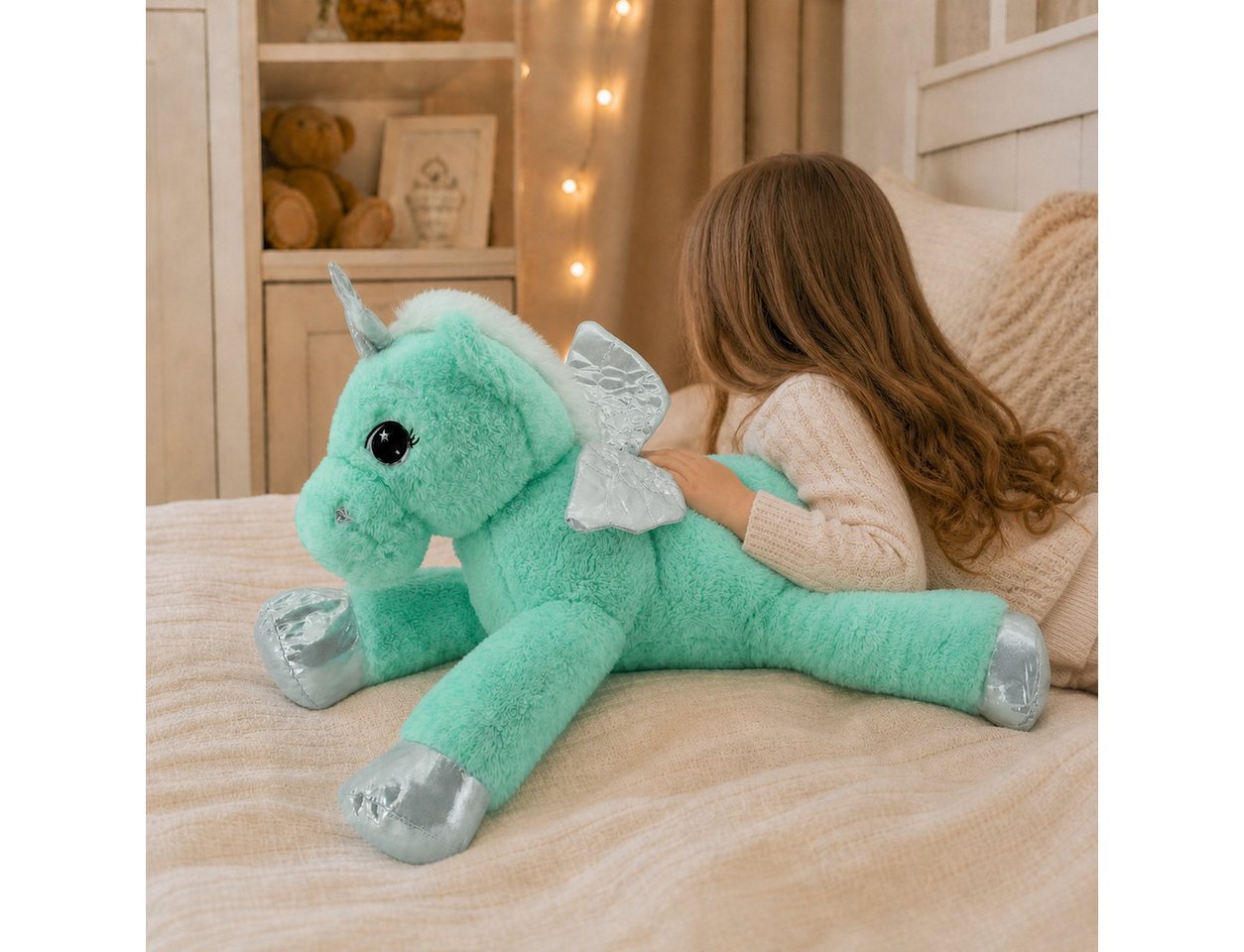 Sweety-Toys Kuscheltier Sweety Toys 11728 Einhorn Plüschtier Kuscheltier 65 cm türkis Mint