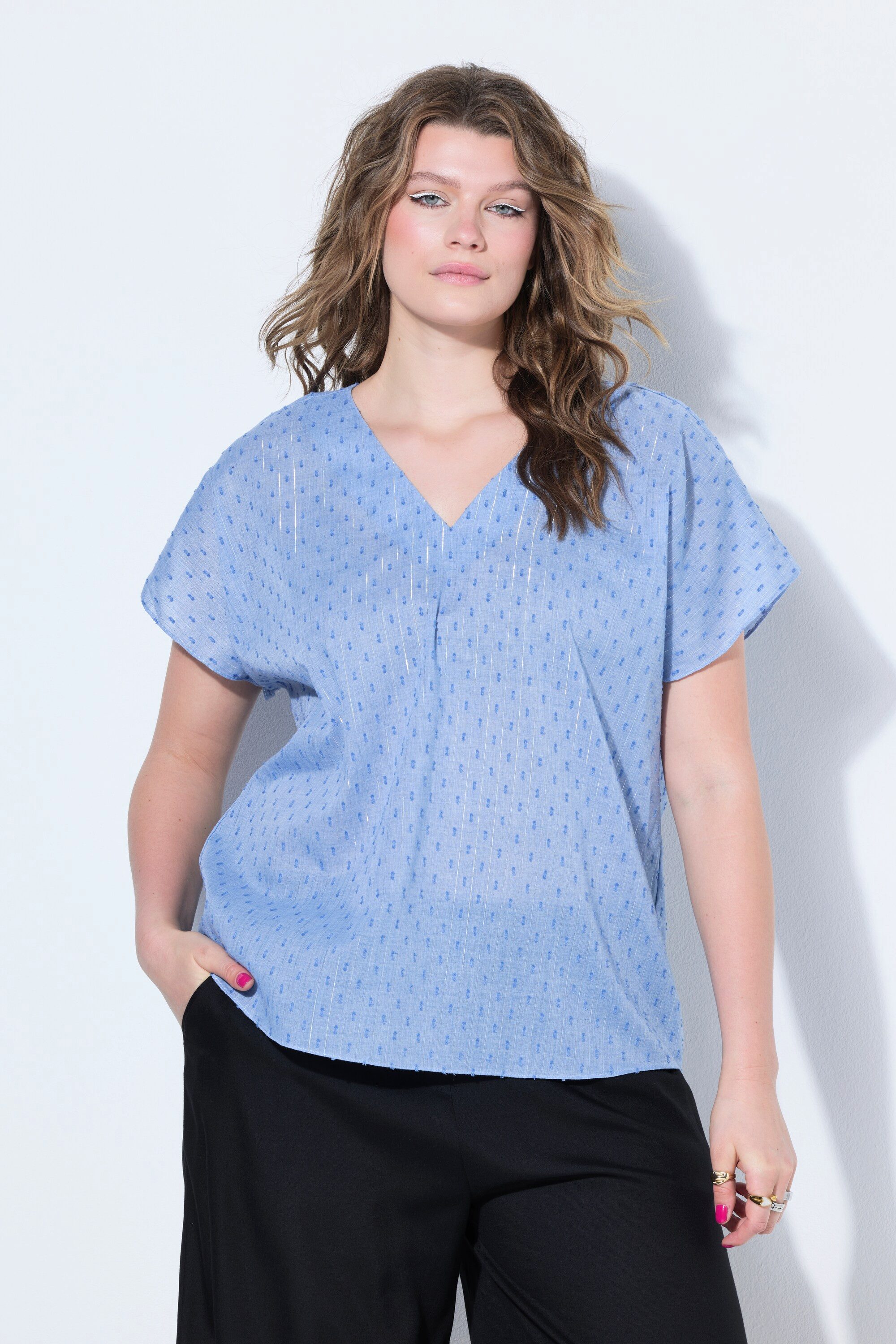 Studio Untold Druckbluse Blusenshirt oversized Struktur und Glitzer