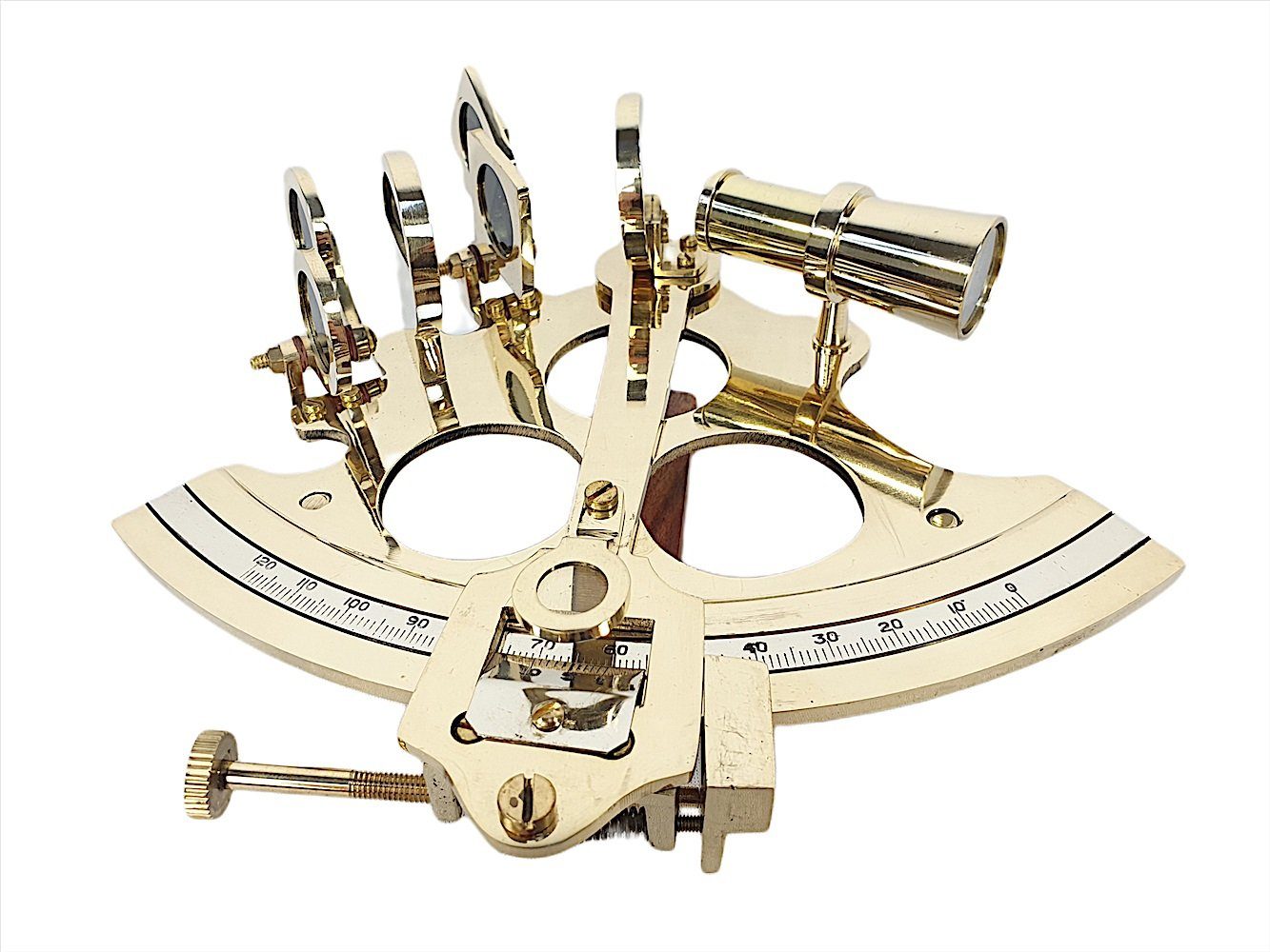 Linoows Dekoobjekt Sextant, Großer maritimer Spiegelsextant aus Messing, Reproduktion