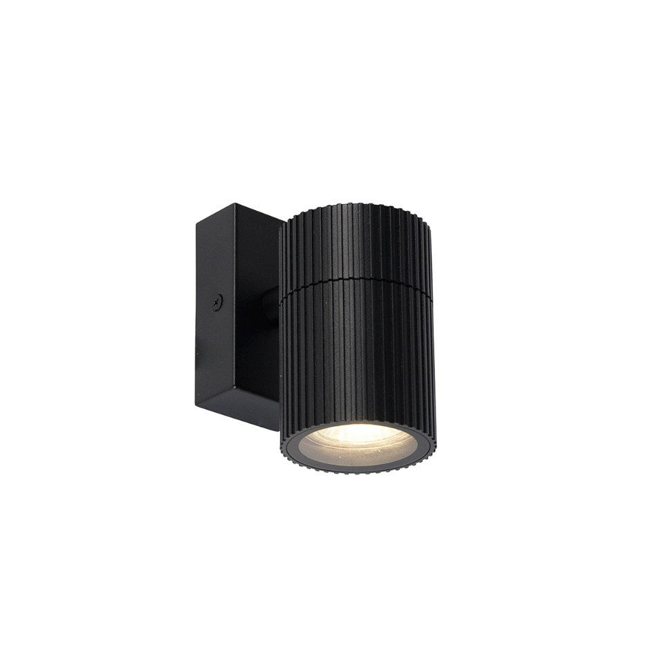 Qazqa Außen-Wandleuchte Vigo, ohne Leuchtmittel, GU10, Schwarz, Industrie, Aluminium, 1-flammig