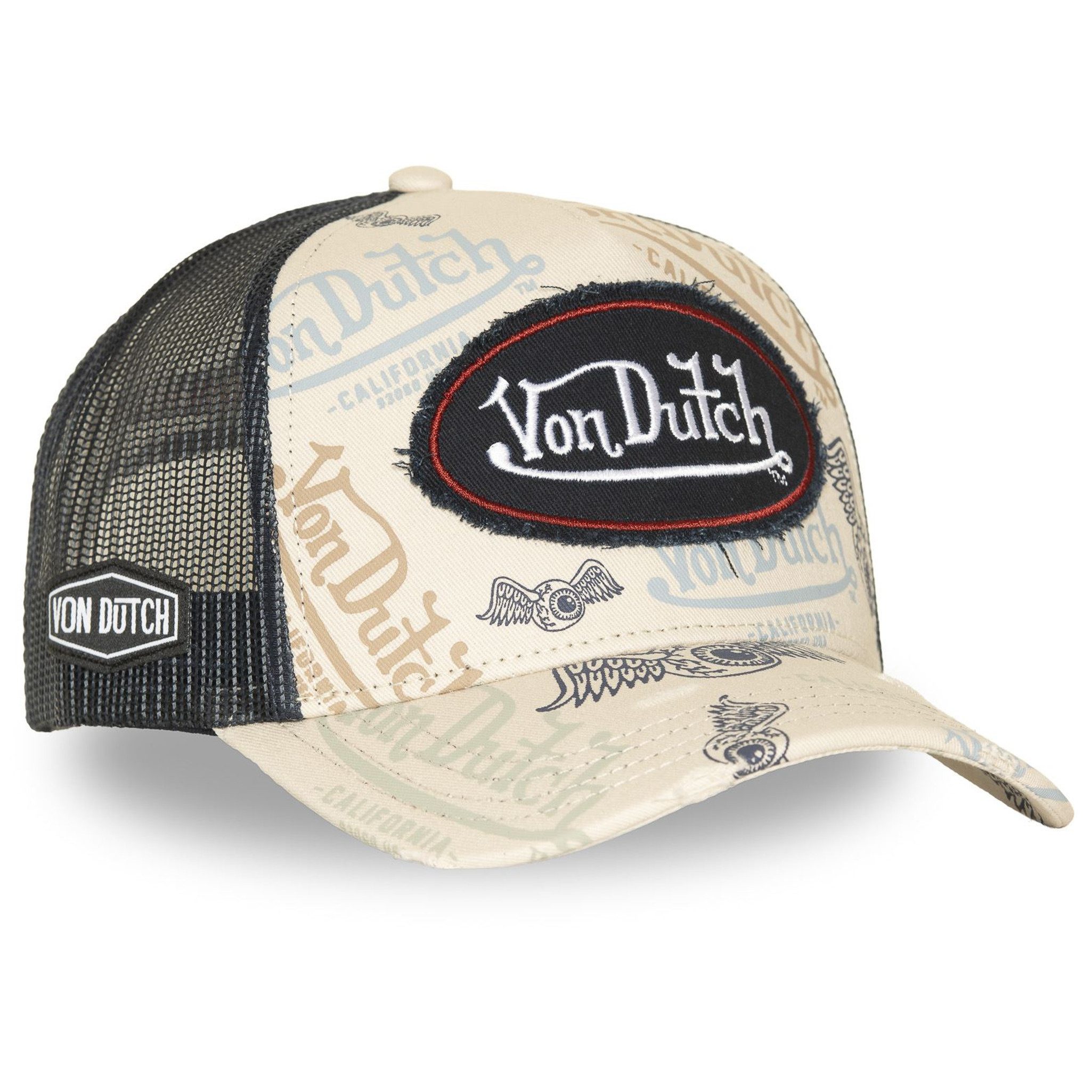 Von Dutch Trucker Cap Von Dutch Originals Trucker Cap - CALIFORNIA ALLOVER Mesh Creme (Basecap, Basecap, Meshcap, Trucker Kappe)