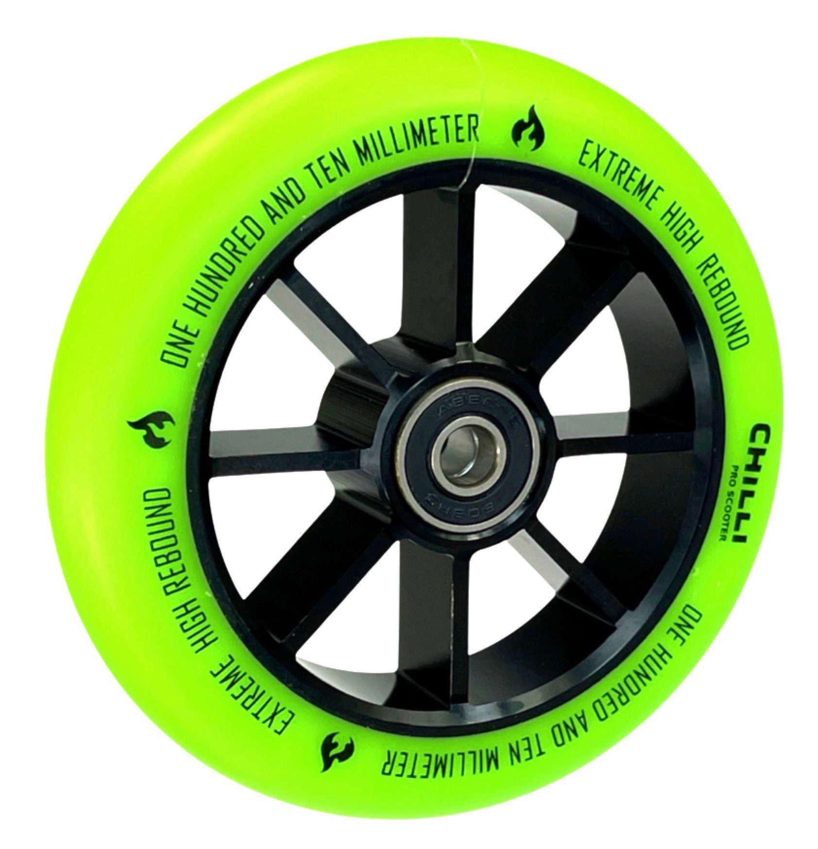 Stuntscooter Chilli Pro Stunt-Scooter Spoked Base Rolle 110mm Schwarz/PU Grün