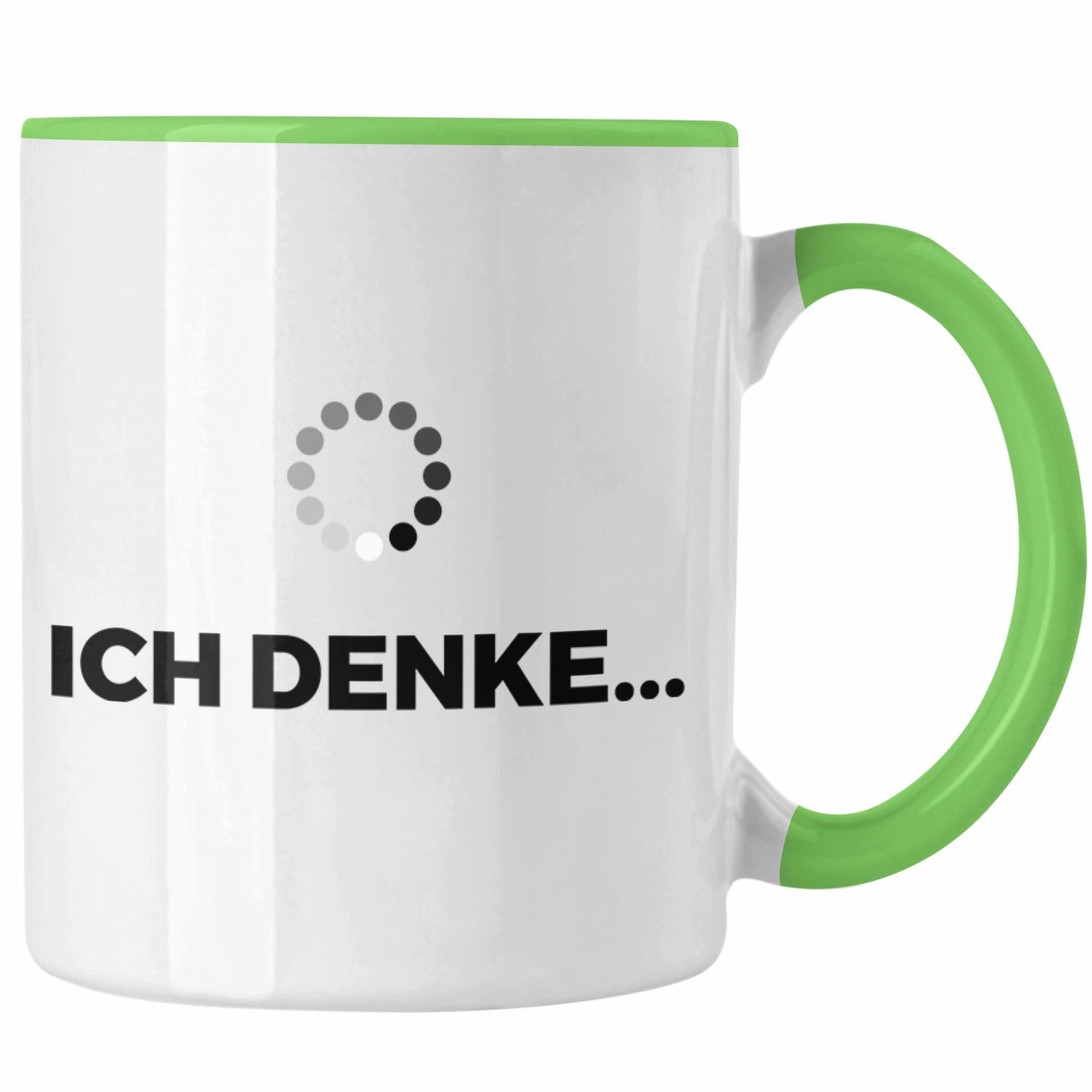 Trendation Tasse Trendation - Lustige Tasse mit Spruch Ich Denke Kaffeetasse mit Spürchen Büro Arbeit Kollege Geschenk Grün