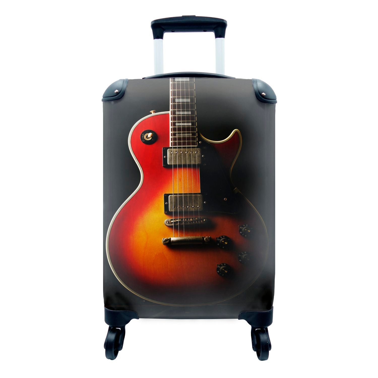 MuchoWow Handgepäckkoffer Eine rot gefärbte E-Gitarre, 4 Rollen, Reisetasche mit rollen, Handgepäck für Ferien, Trolley, Reisekoffer