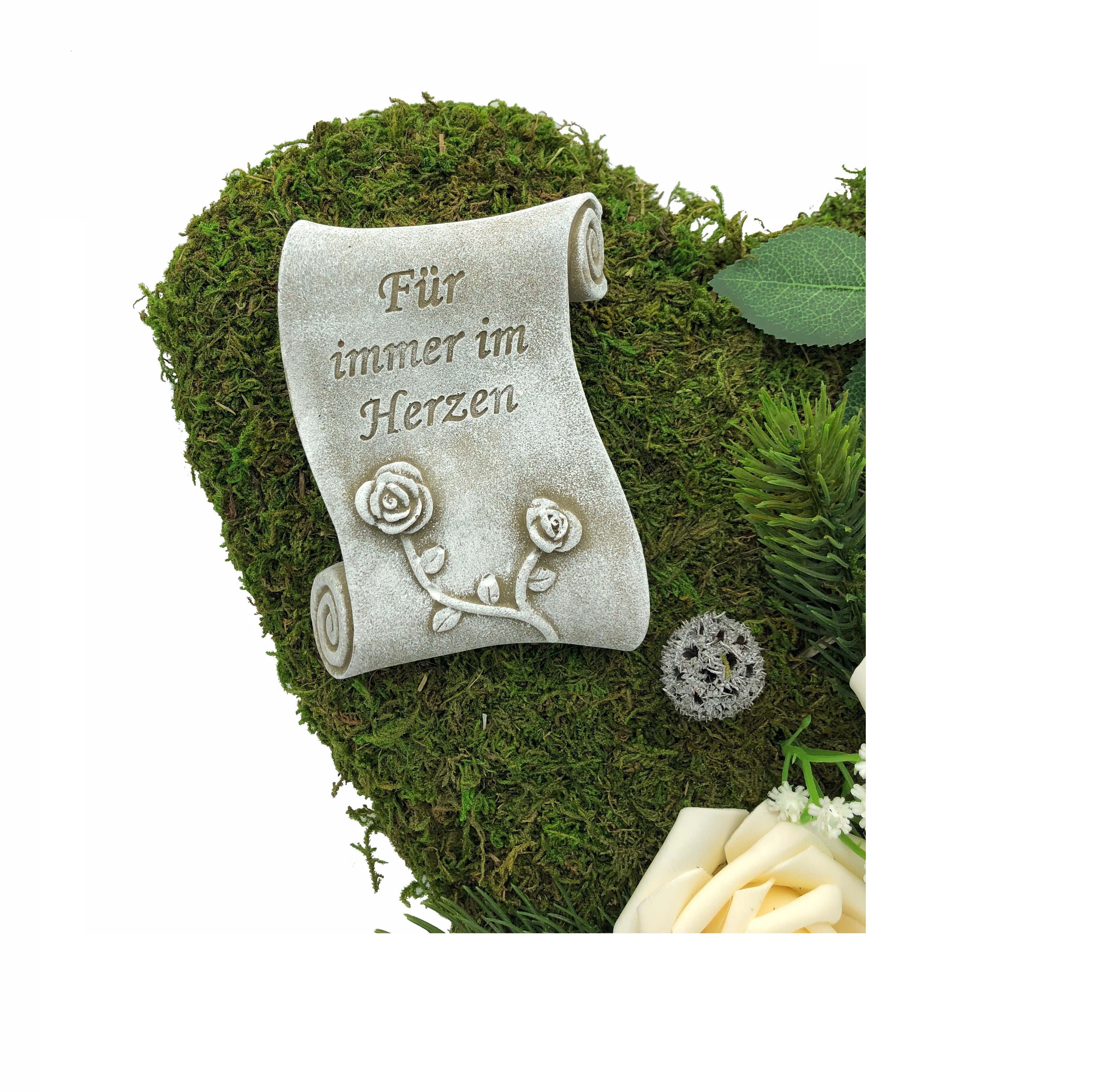 Gartenfigur Grabgesteck Grabschmuck Moosherz Grabherz Trauerherz günstig online kaufen