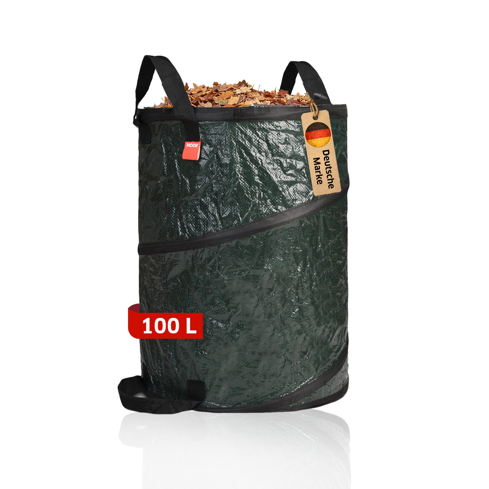 NOOR Gartensack POP-UP faltbar, 100 l, standfester Laubsack für Gartenabfälle & Grünschnitt