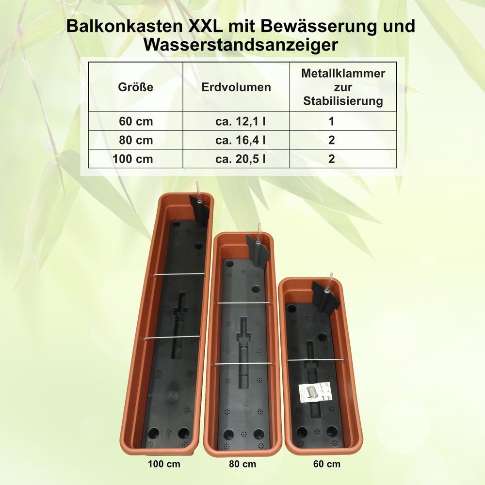 MePla 60 wetterfest Bewässerung 2-tlg. UV-beständigem Länge Blumenkübel 57 Untersetzer + Balkonkasten cm - cm - Pflanzentopf Pflanzenkasten Kunststoff mit aus XXL - Anthrazit, Set Balkonkasten Heimwerkercenter