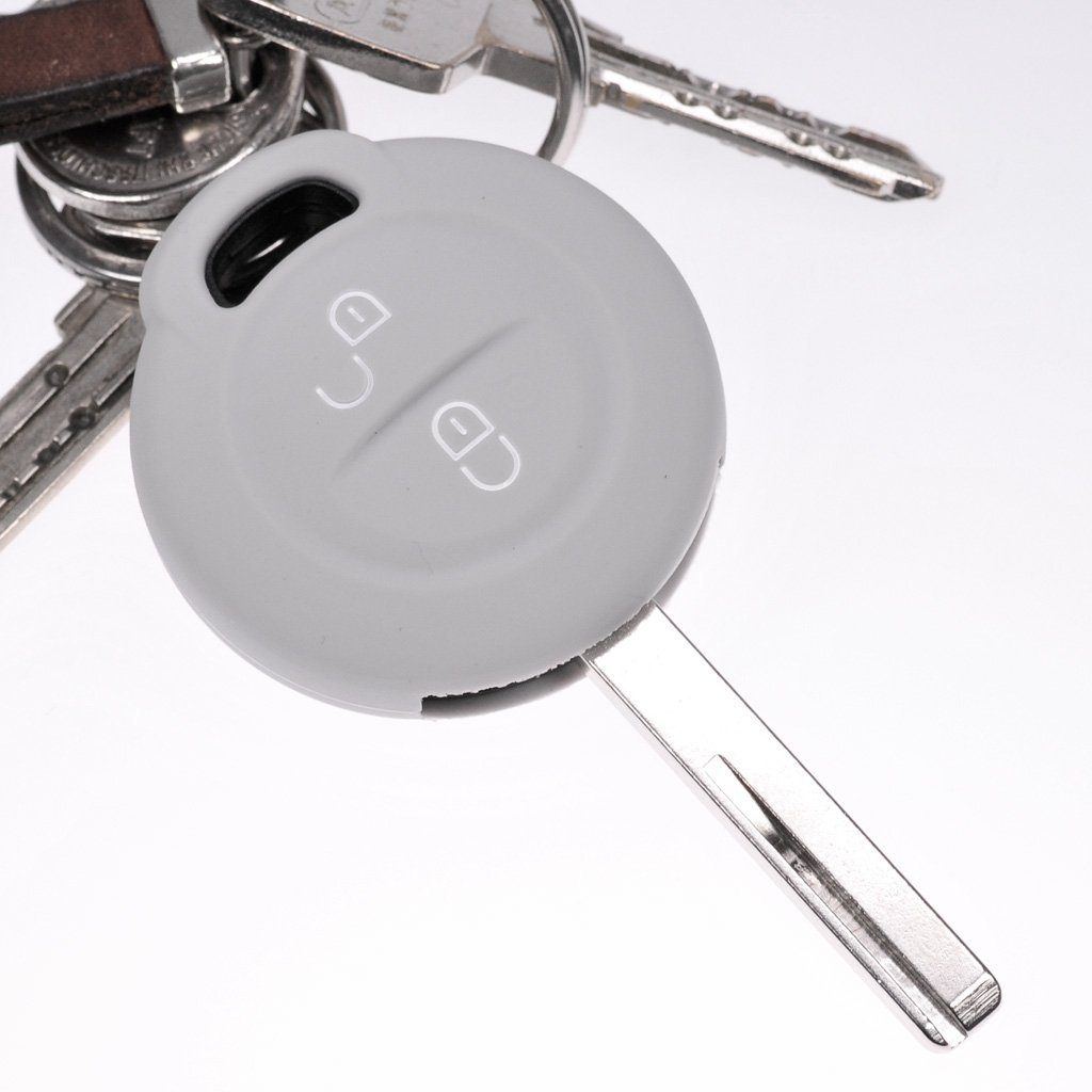 mt-key Schlüsseltasche Autoschlüssel Softcase Silikon Schutzhülle Grau, für Mitsubishi Colt VI Smart Forfour 454 2 Tasten Funk Fernbedienung