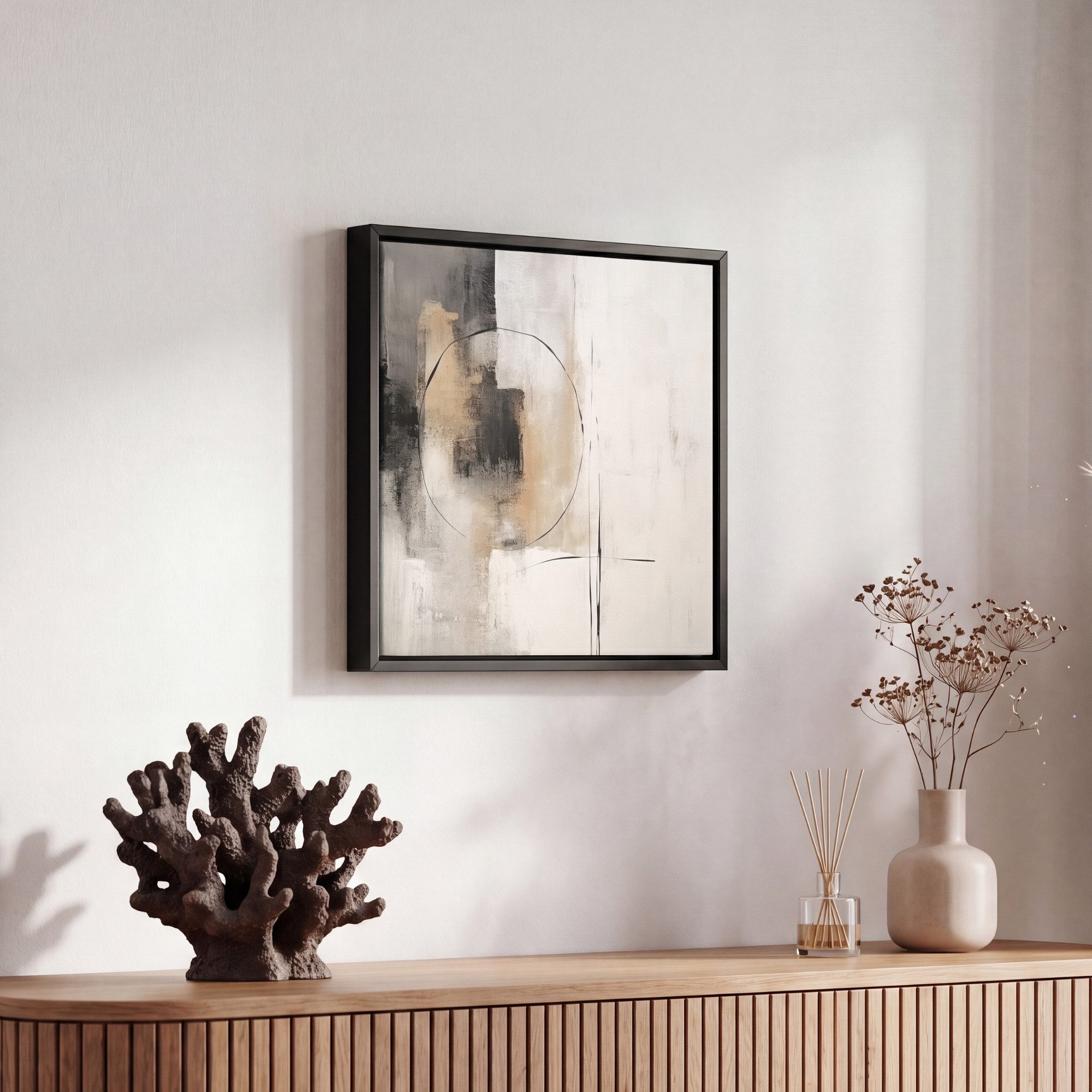 OneMillionCanvasses® Leinwandbild mit Rahmen - Kunst - Abstrakt - Grau - Industriell, Fotodruck (1 St), Leinwand Bilder Klein, Wand Dekoration Aesthetic 20x20cm – Bild 5 von 5
