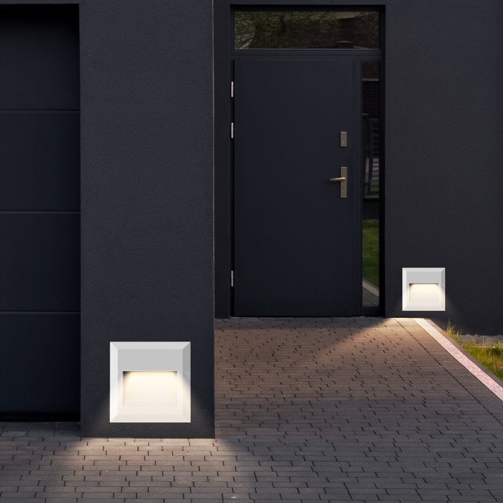Terrasse etc-shop 2er Design verbaut, Set LED weiss LED Einbaustrahler, LED-Leuchtmittel Wand fest Beleuchtungen Neutralweiß,