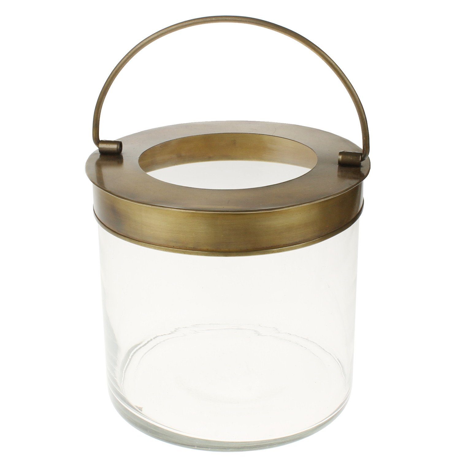 Macosa Home Windlicht Glas Metall Gold Messing, Dekowindlicht Kerzenhalter Tischdekoration Laterne Dekolaterne