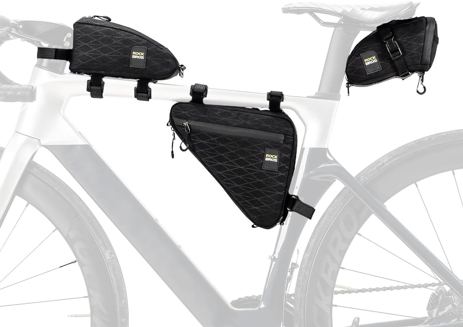 ROCKBROS Fahrradtasche Set Rahmentasche*2 + Satteltasche*1 Abnehmbare Tragbare ca.1,2L (3-tlg)