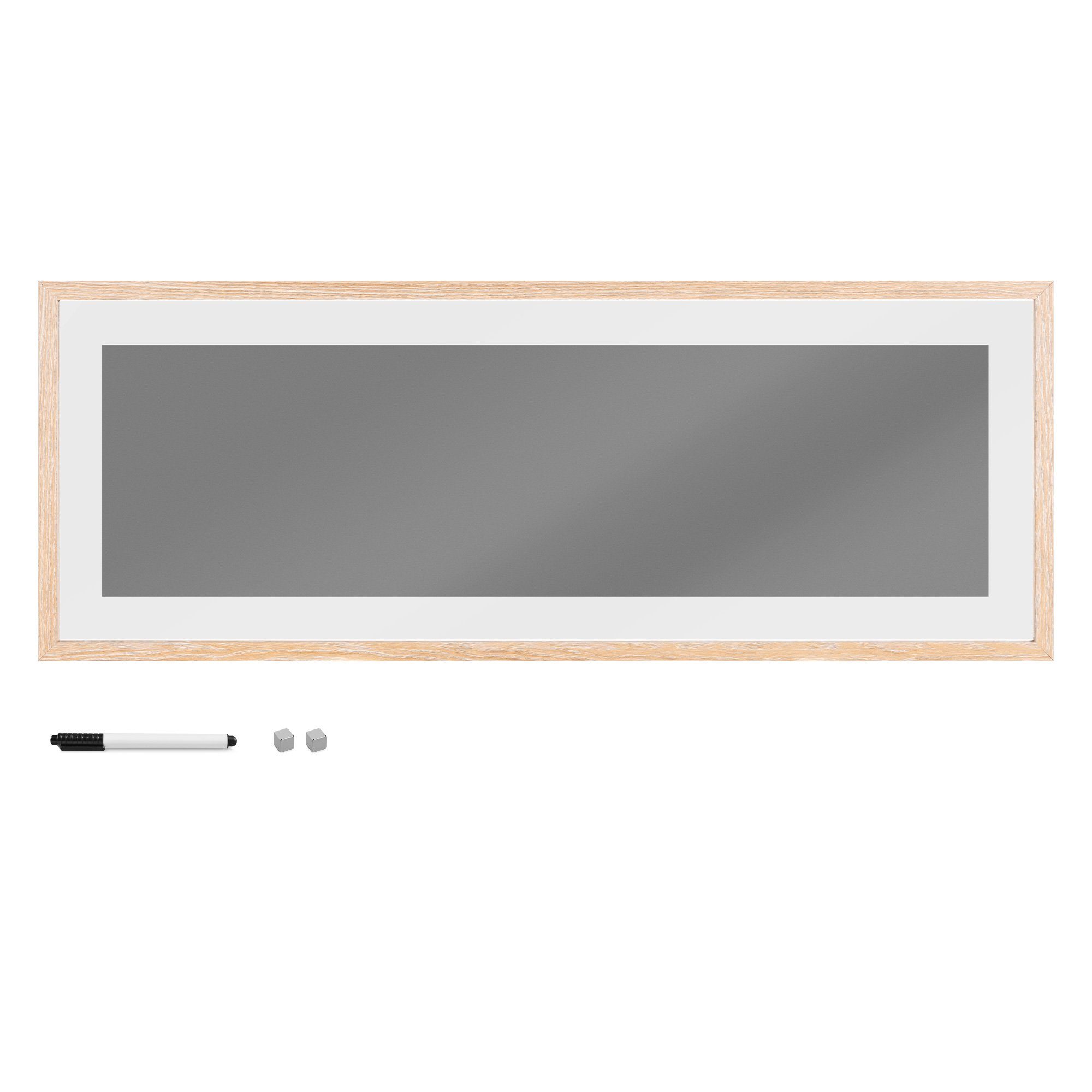 Navaris Memoboard Magnettafel aus Glas 80x30cm inkl. Magnet-Halterung & Stift
