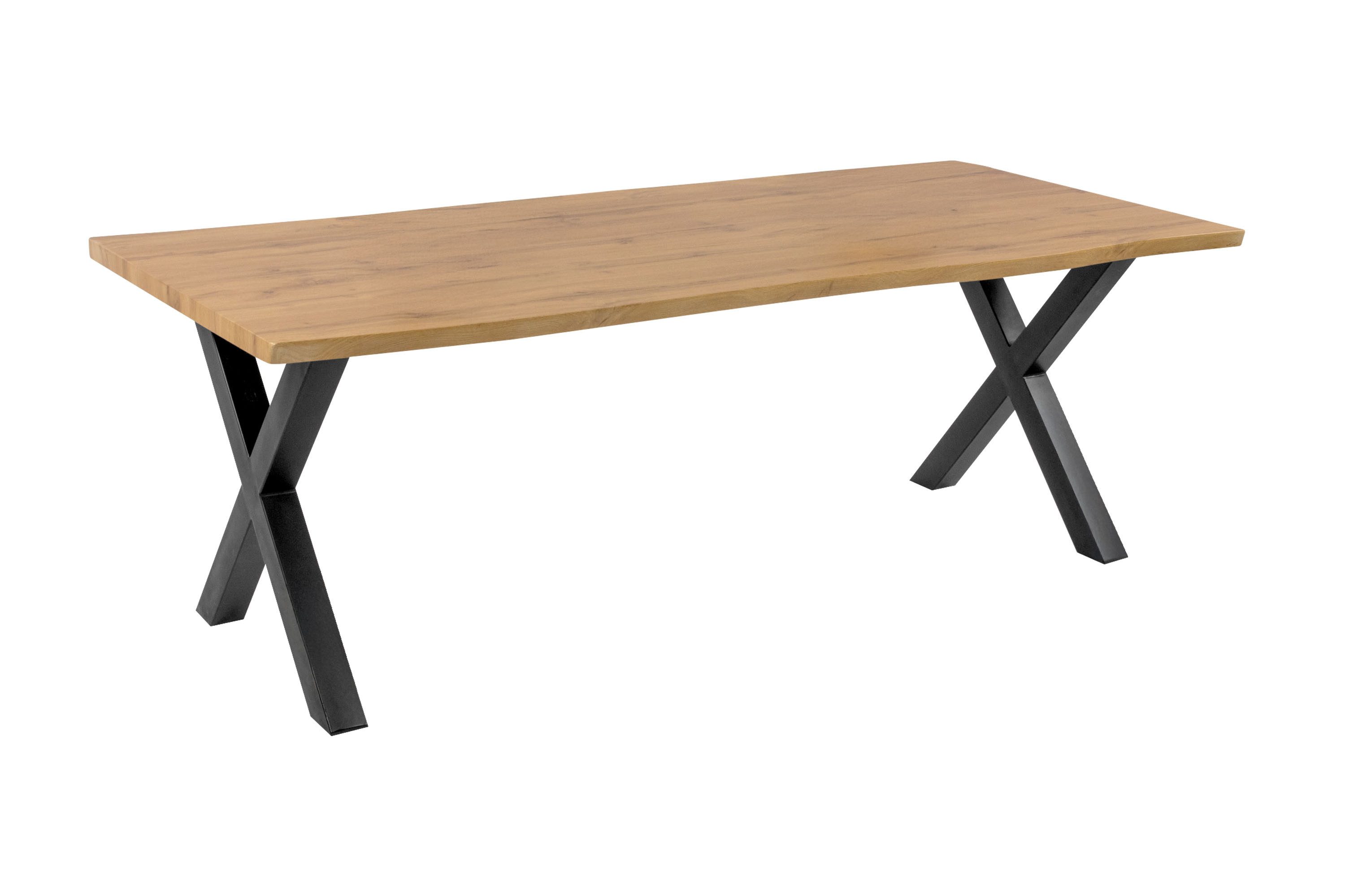 Loreno® Esstisch Wildeiche Holz-Optik, Baumkante, Metallgestell günstig online kaufen