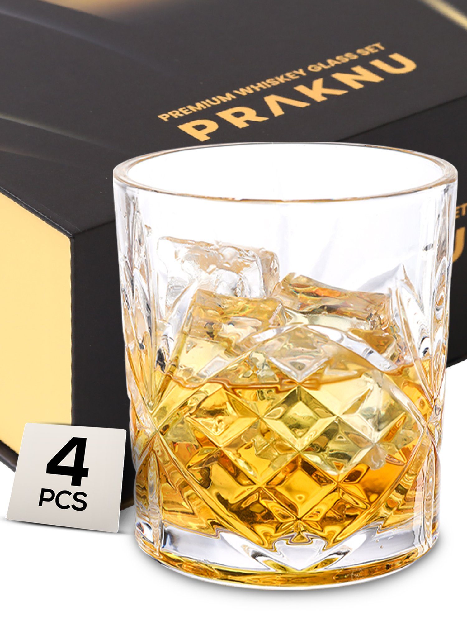 Praknu Gläser-Set Praknu Whisky Gläser 4er Set, Glas, Verschenken