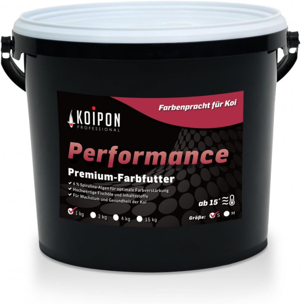 KOIPON KOIPON Performance 3mm Sommerfutter 6% Spirulina für Koi, Trockenfutter für: Koi, Goldfische, Teichfische, Zierfische, Sommerfutter, Spirulina Farbverstärkung, Aufzuchtfutter 3mm
