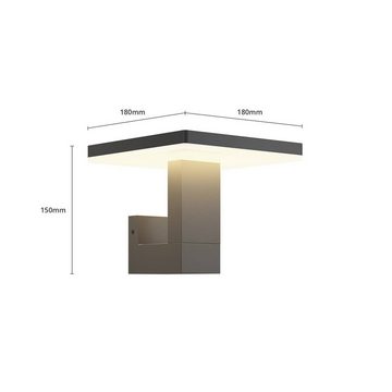 Lucande LED Außen-Wandleuchte Olesia, LED-Leuchtmittel fest verbaut, warmweiß, Modern, Aluminium, Kunststoff, dunkelgrau, opalweiß, 1 flammig, inkl.