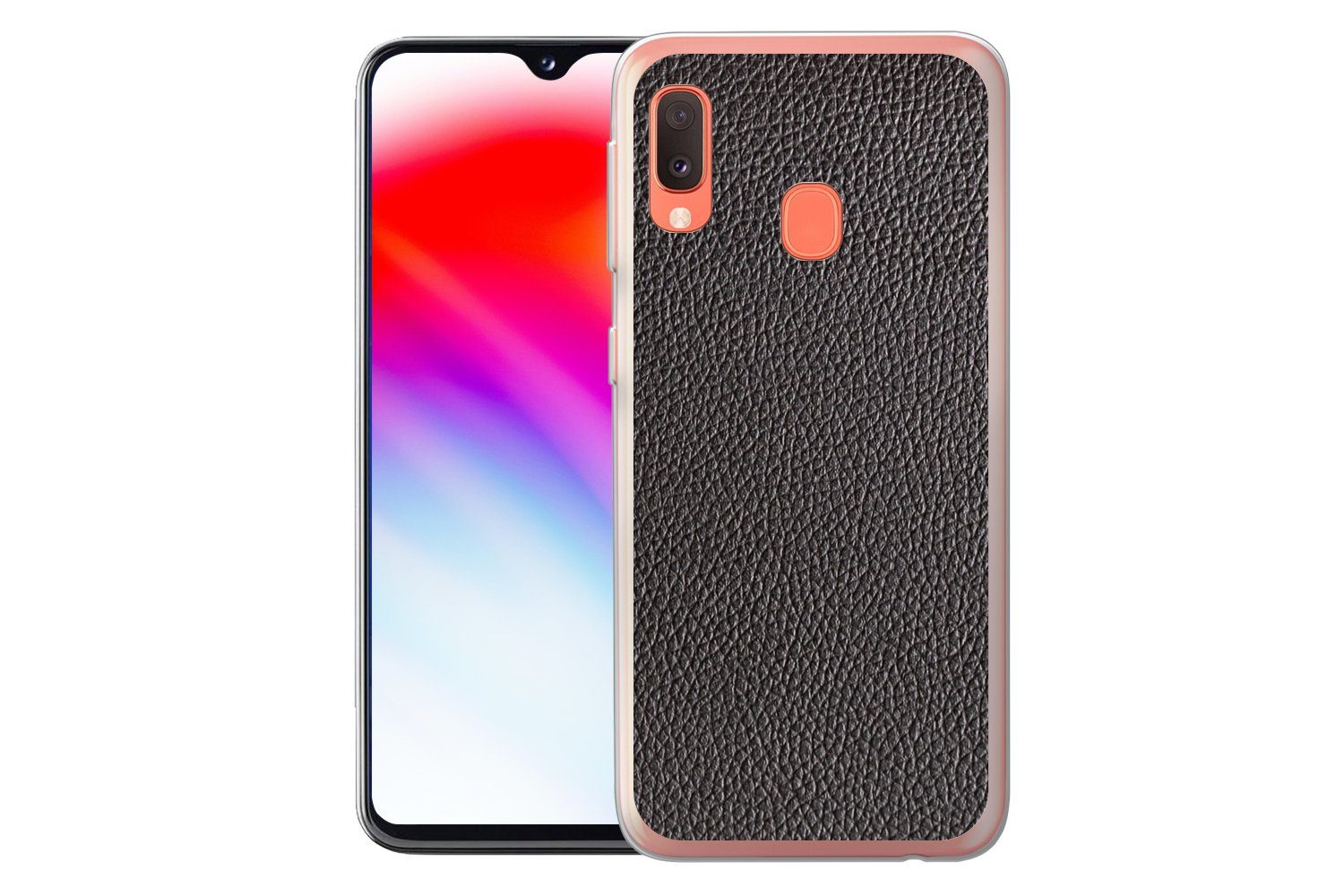 MuchoWow Handyhülle für Samsung Galaxy A20e Leder - Lederoptik - Schwarz - Hell, Smartphone-Bumper, Print, Handy Schutzhülle Dünn