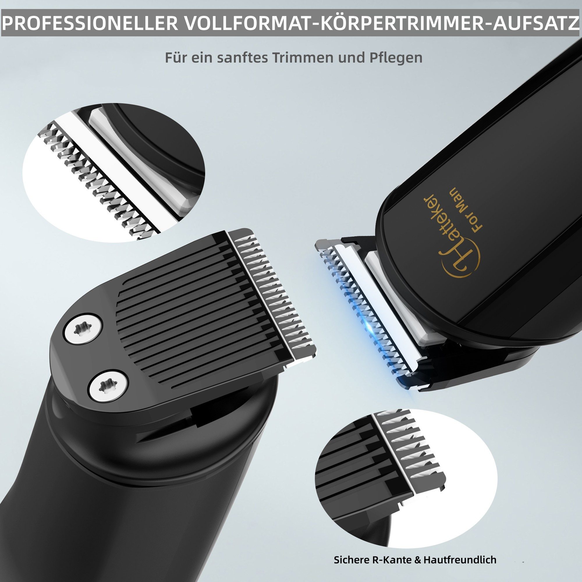 HATTEKER Haar- und Bartschneider RFC-588, Barttrimmer, Haarschneider, Körperrasierer, 21-in-1 Herren-Pflegeset