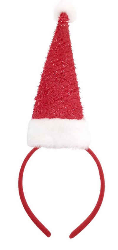 BURI Bommelmütze Haarreif mit Nikolausmütze Weihnachtsmütze Haarschmuck Weihnacht